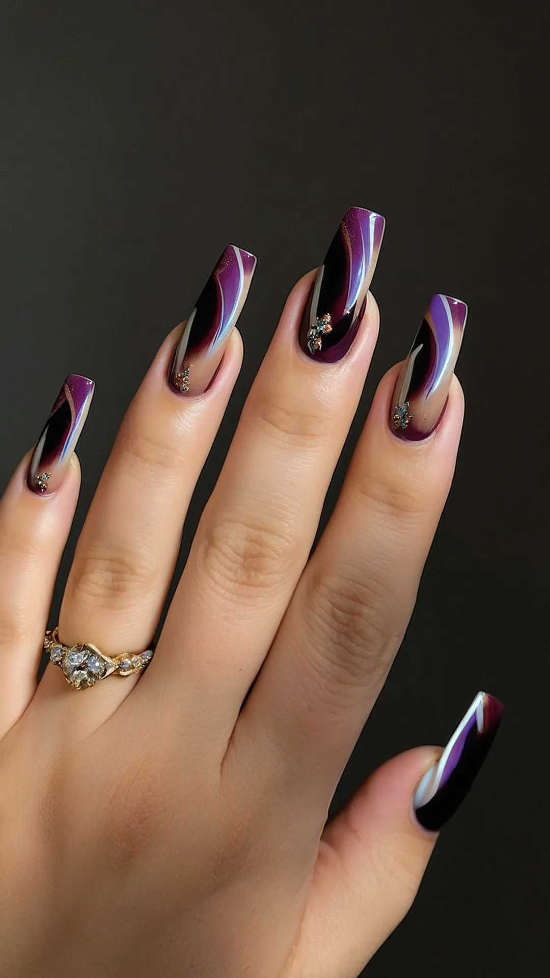 Purple Coffin Nails