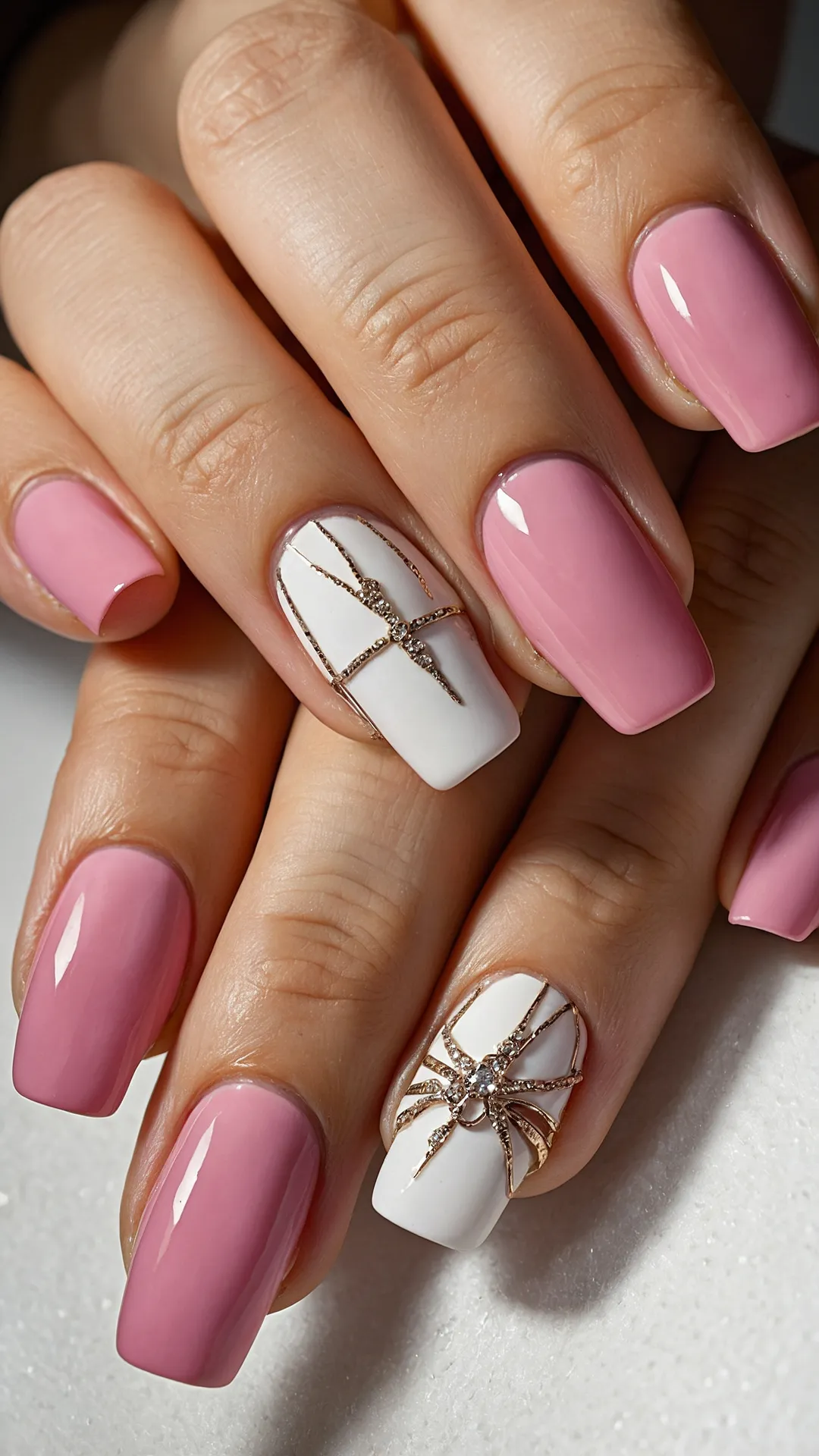 Pink Gold May Nails