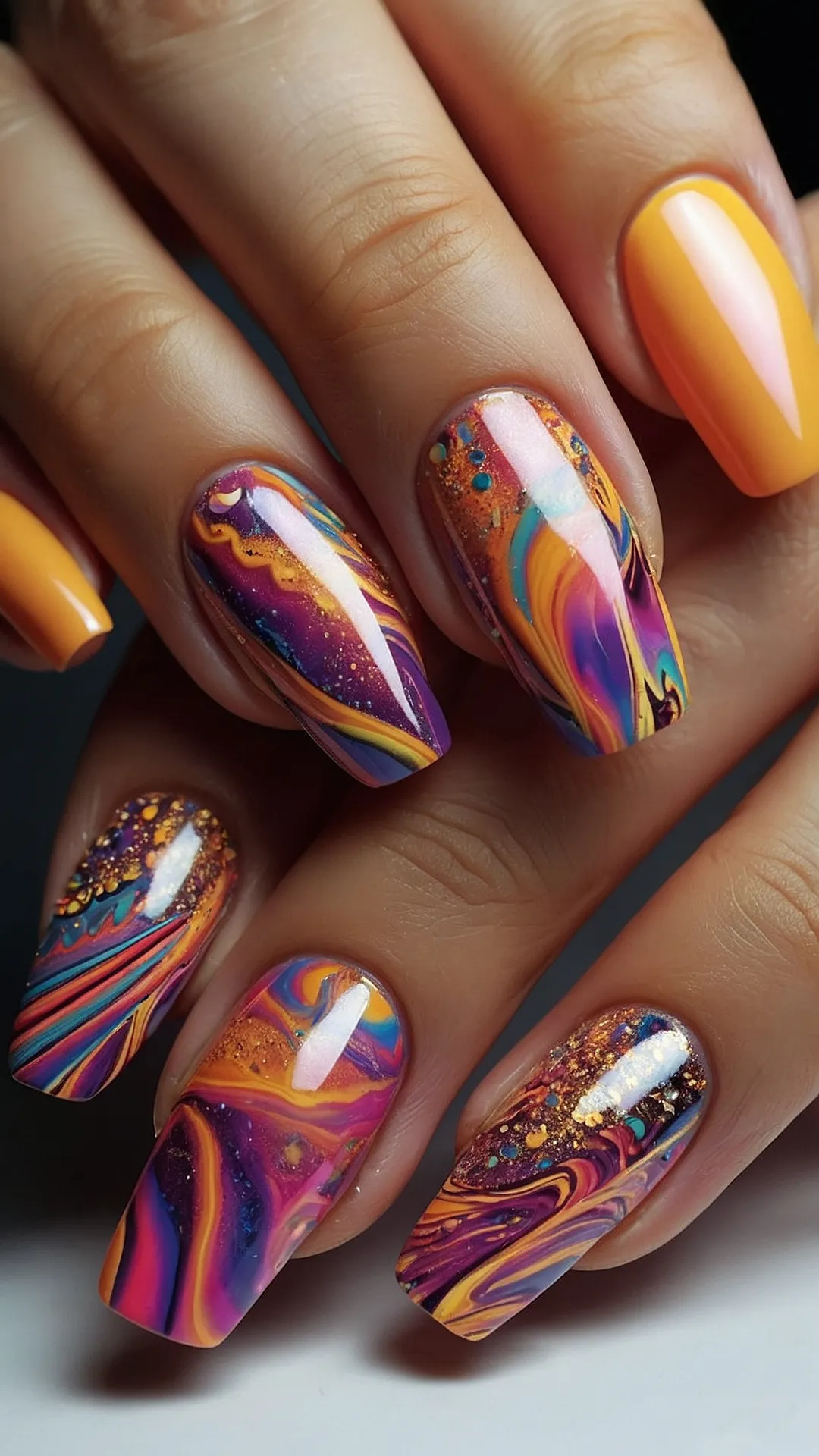 November Nails:  Liquid Swirls of Fall