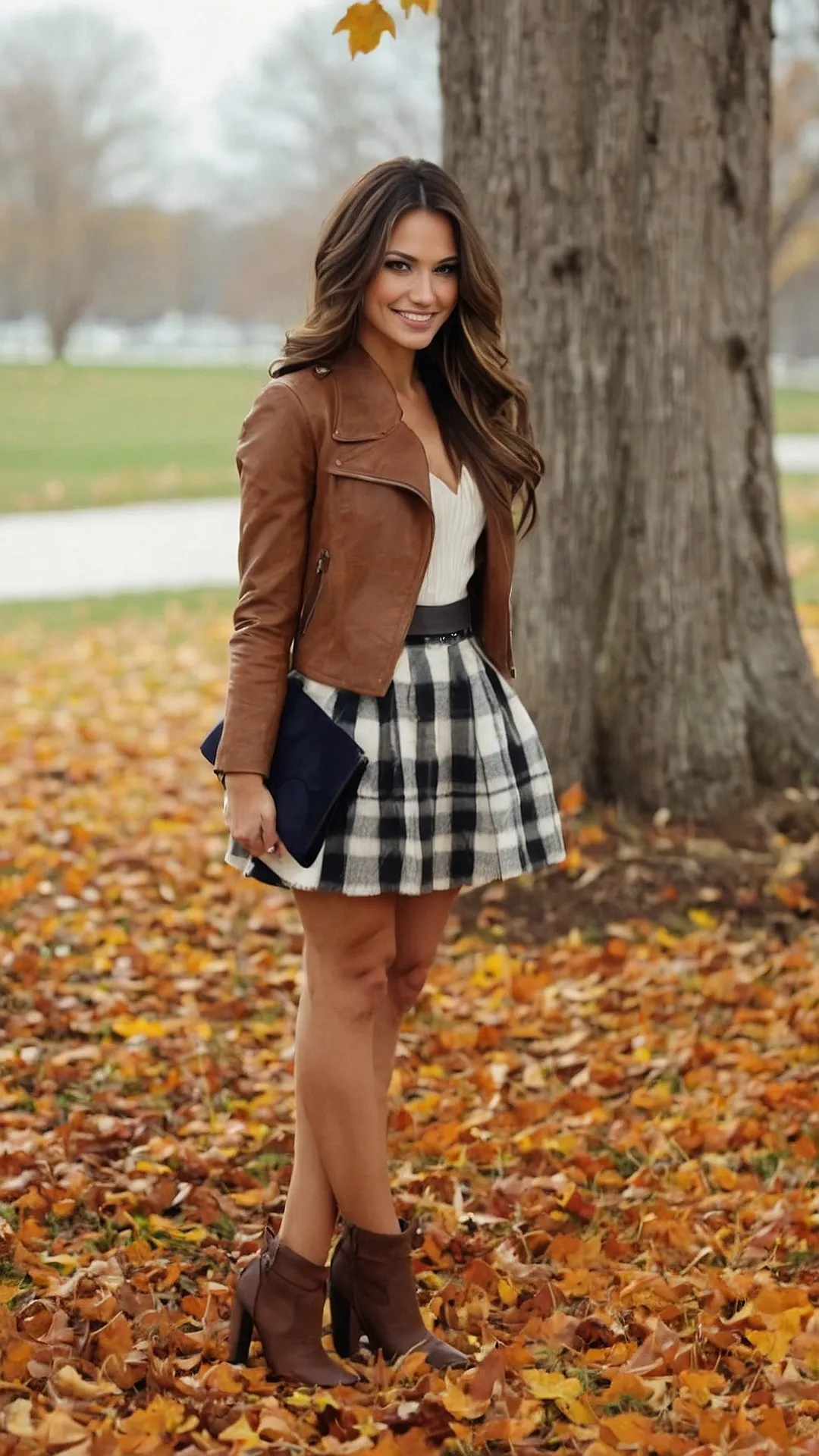 Plaid & Leather Confidence