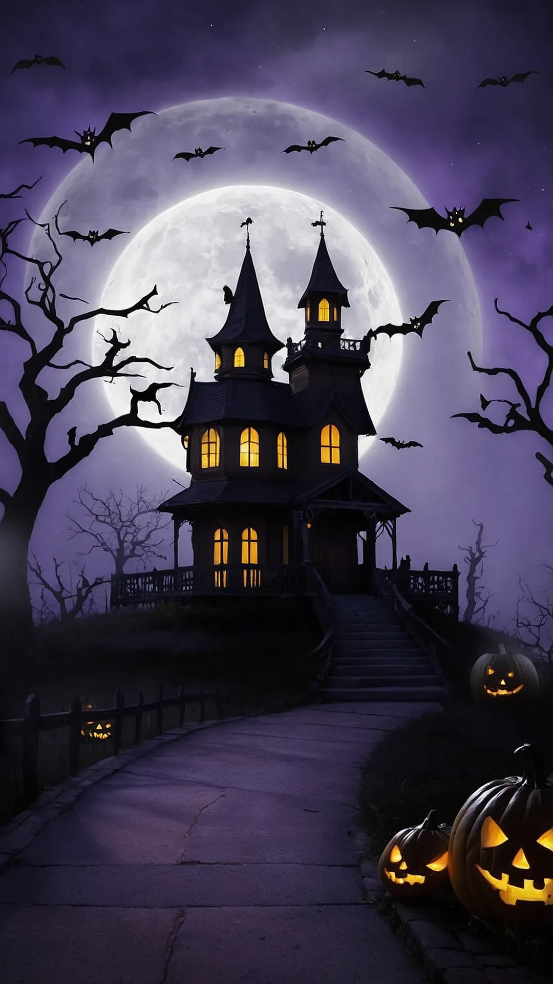 Spooky Mansion Under the Moonlight