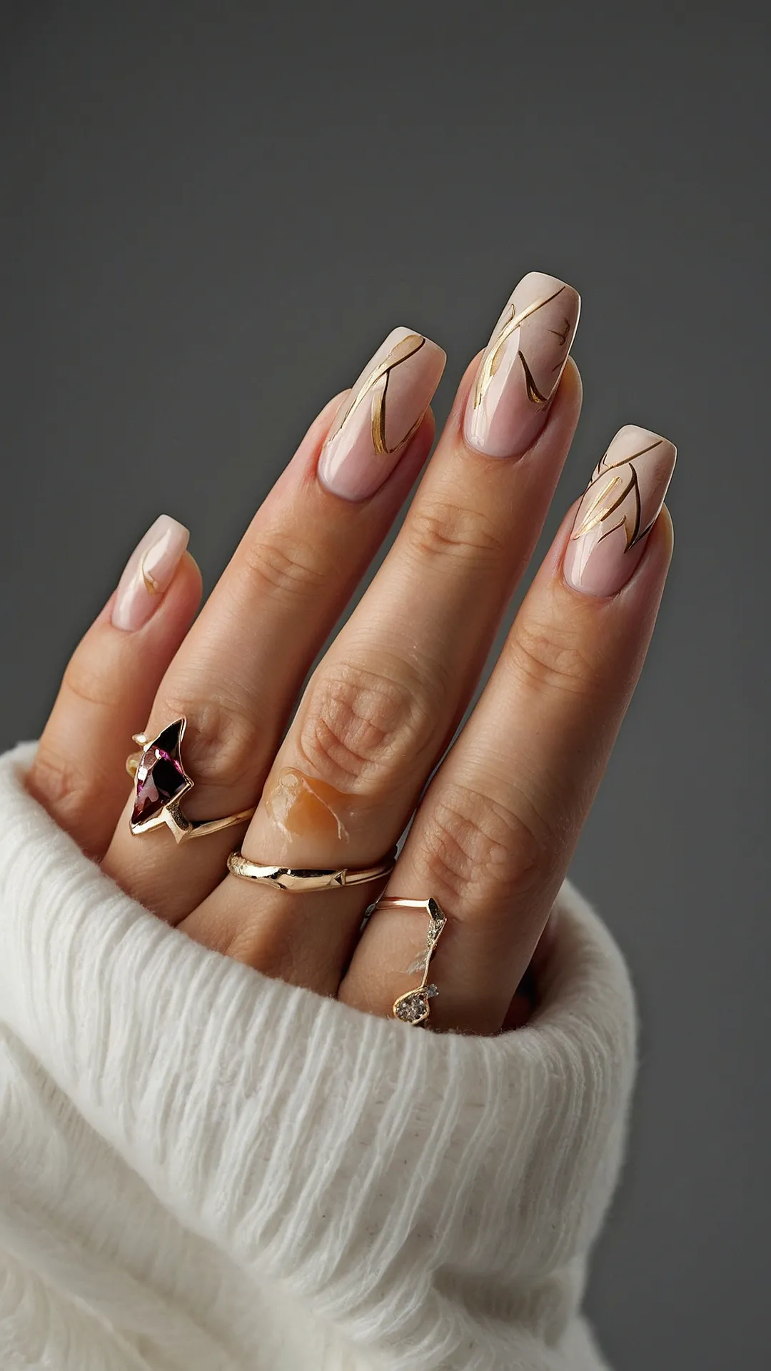 Golden Glam Nails