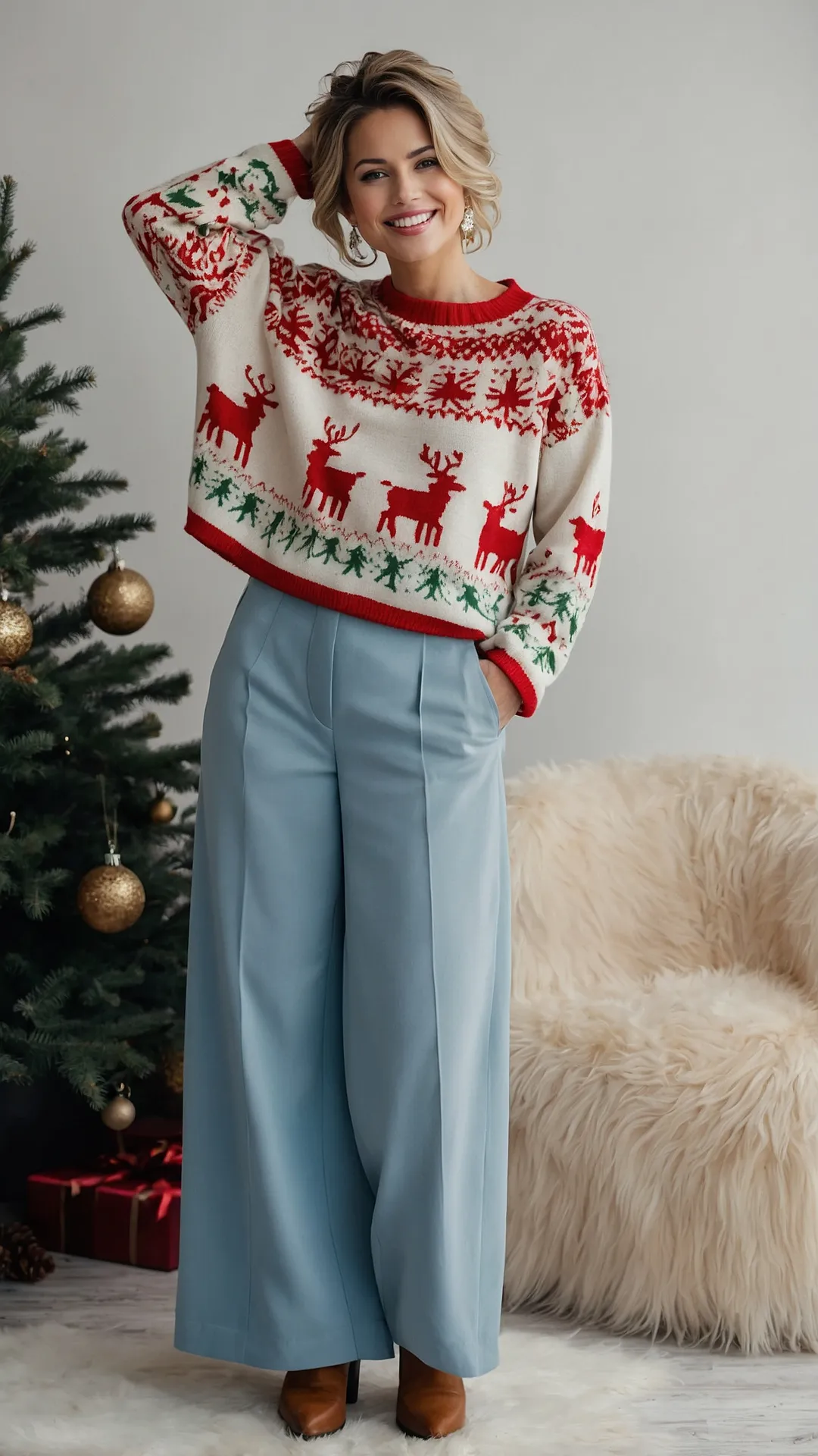 Spread Holiday Cheer with These 15 Christmas Sweater Outfit Ideas 33 Festive Knit Flair