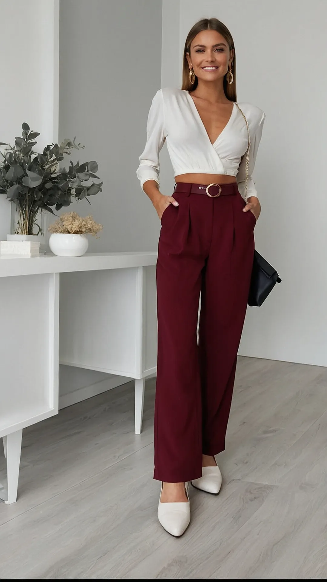 Wine Pants Wonders: 19 Outfit Ideas That Wow! 44 Crimson Confidence