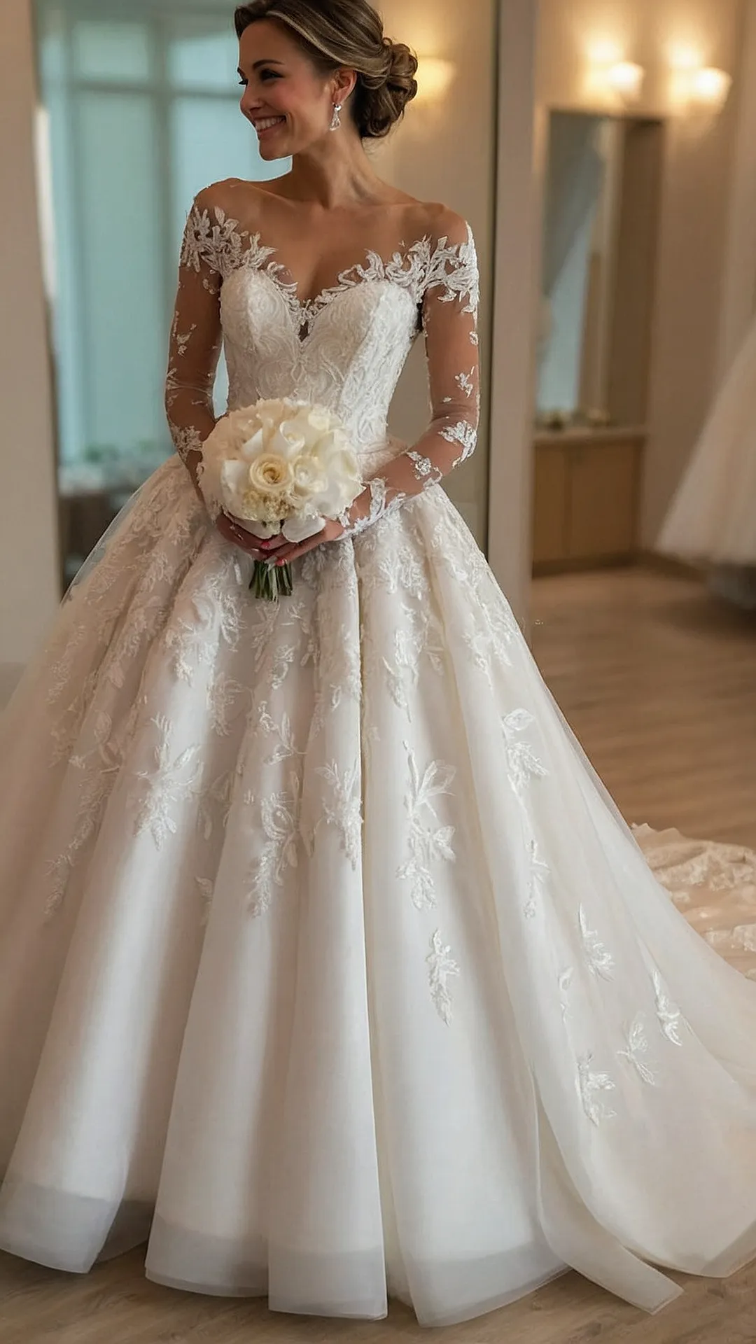 15 Dreamy White Ball Gown Wedding Dresses for Elegant Celebrations 36 Fairytale's Embrace