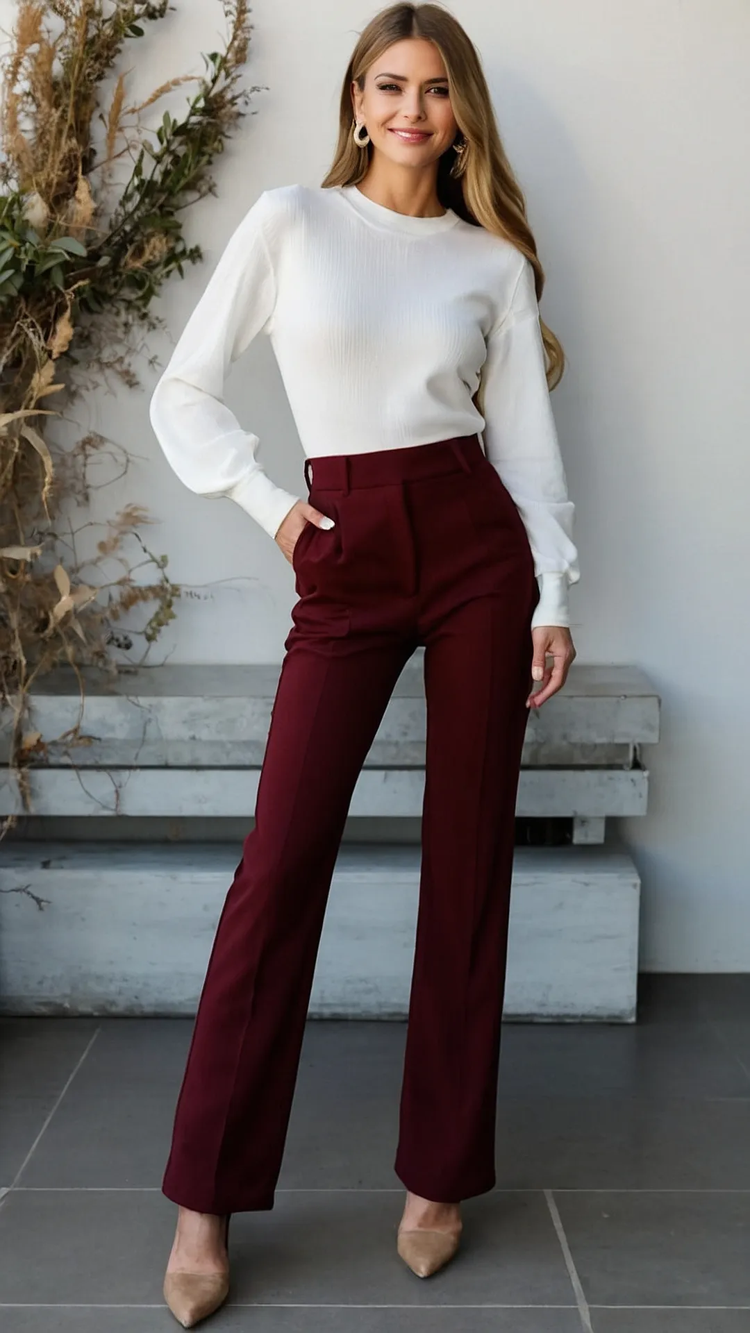 Wine Pants Wonders: 19 Outfit Ideas That Wow! 39 Bordeaux Beauty