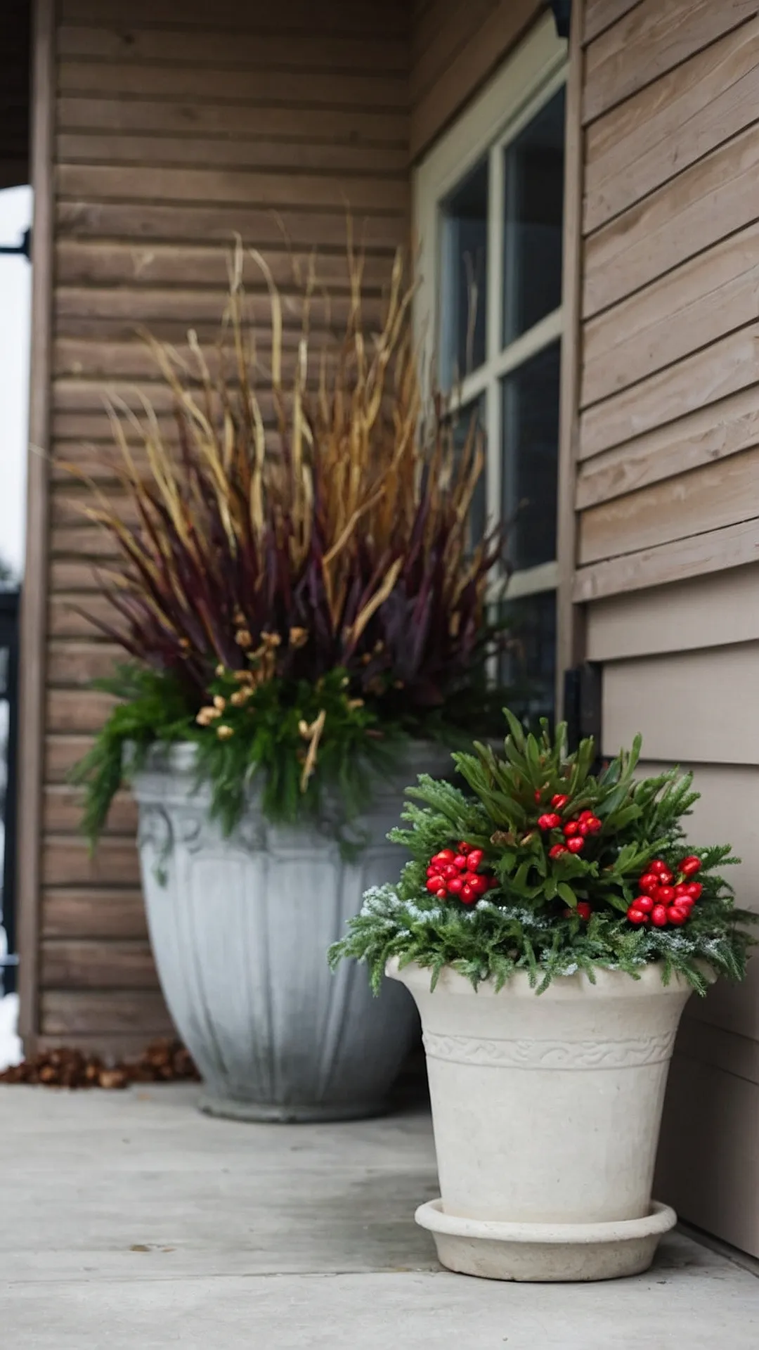 Frosty Porch Planters: