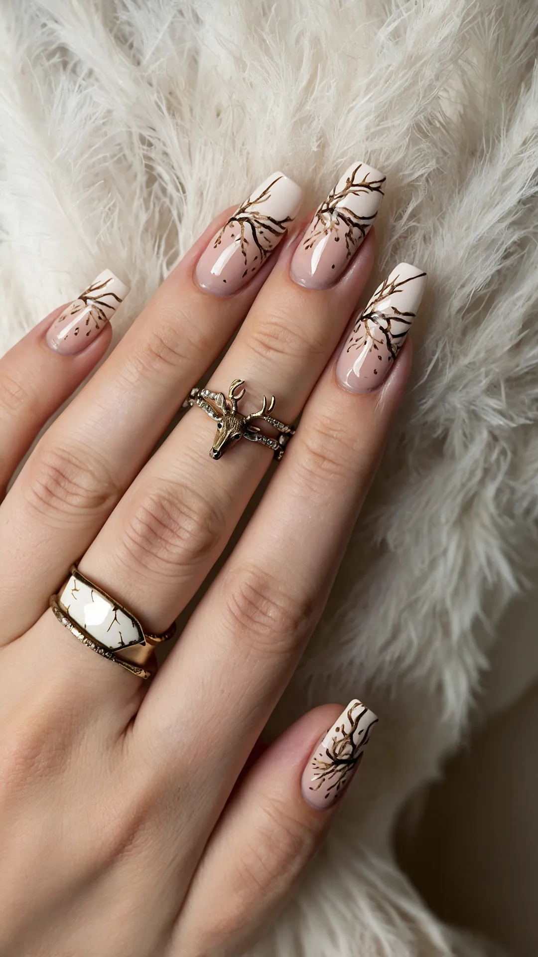 Get Inspired: 22 Stylish Deer Print Nail Designs for Every Occasion 34 Enchanted Forest Fingers