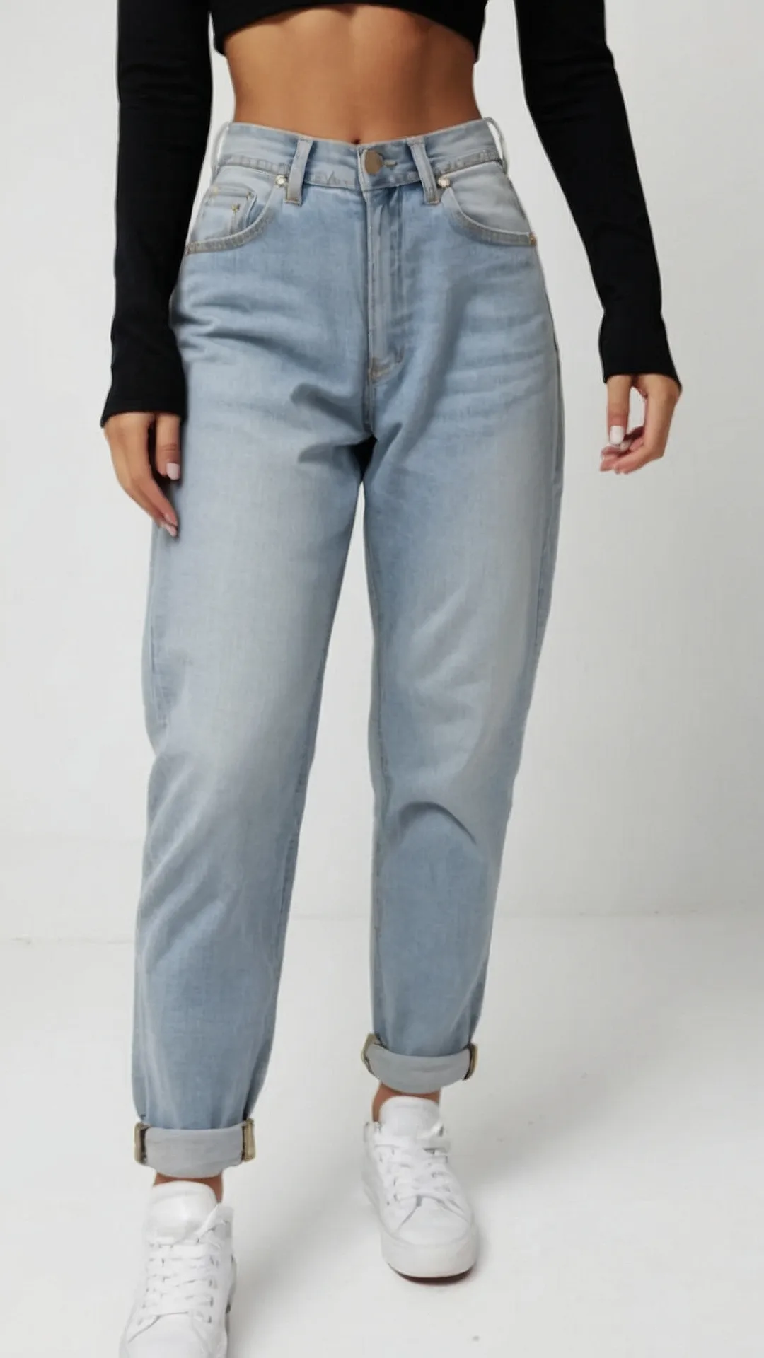 Chic Rose Print Wide Leg Denim