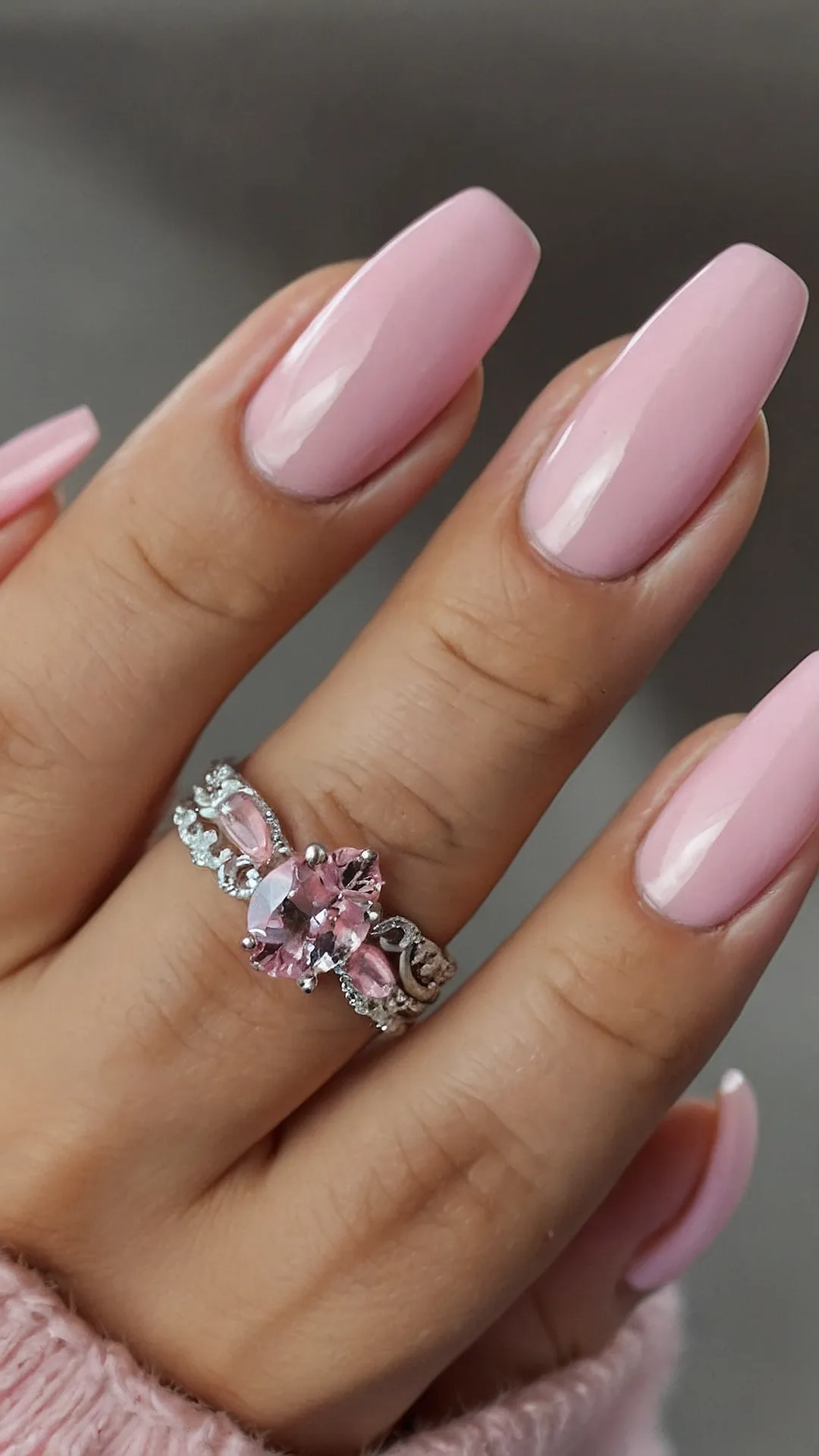 Pink Power:  Nails That Shine Like a Pink Diamond!