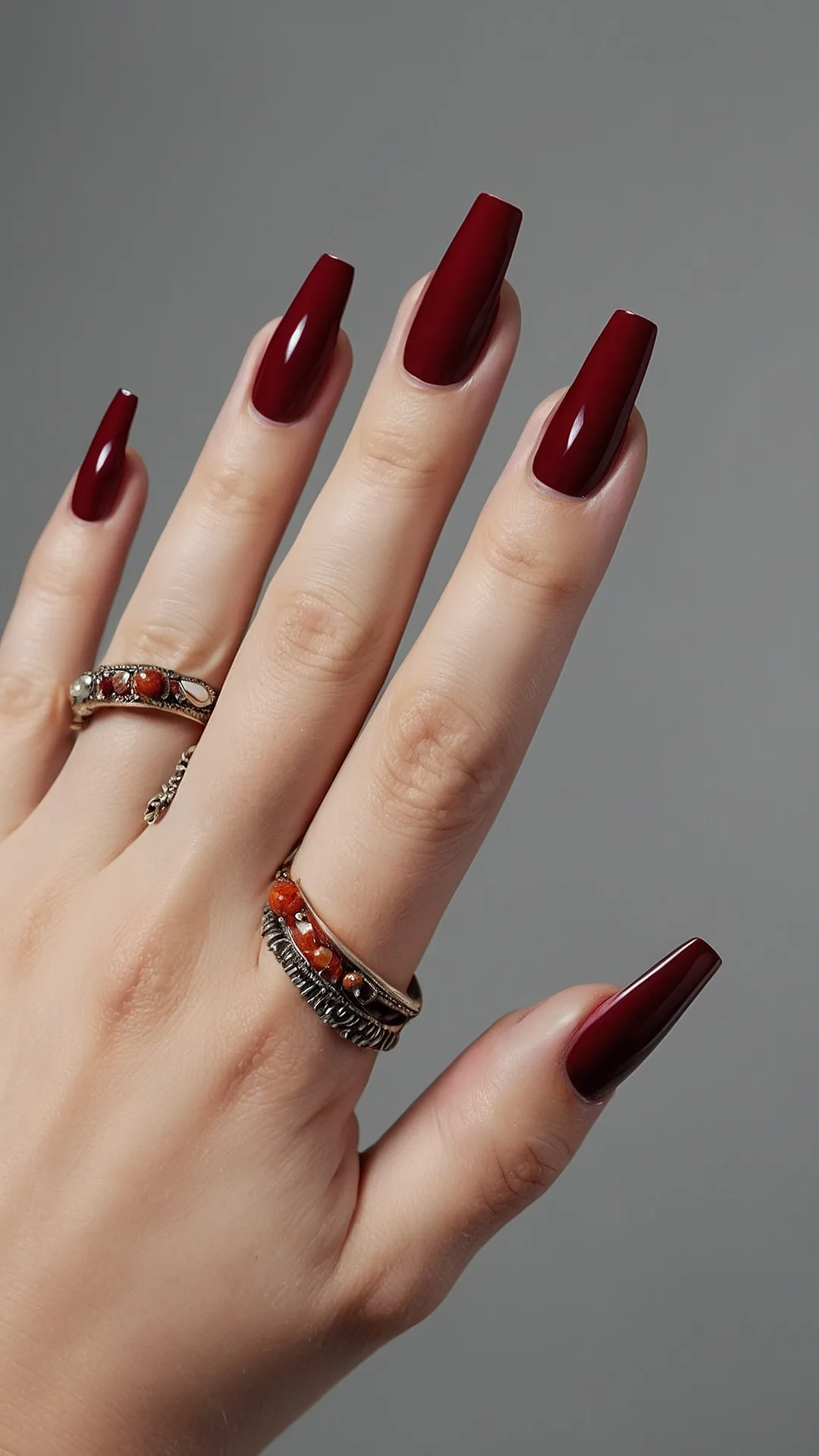Autumnal Glam: 14 Enchanting Red Nail Ideas for Fall 2024 43 Fall Flame Mani: