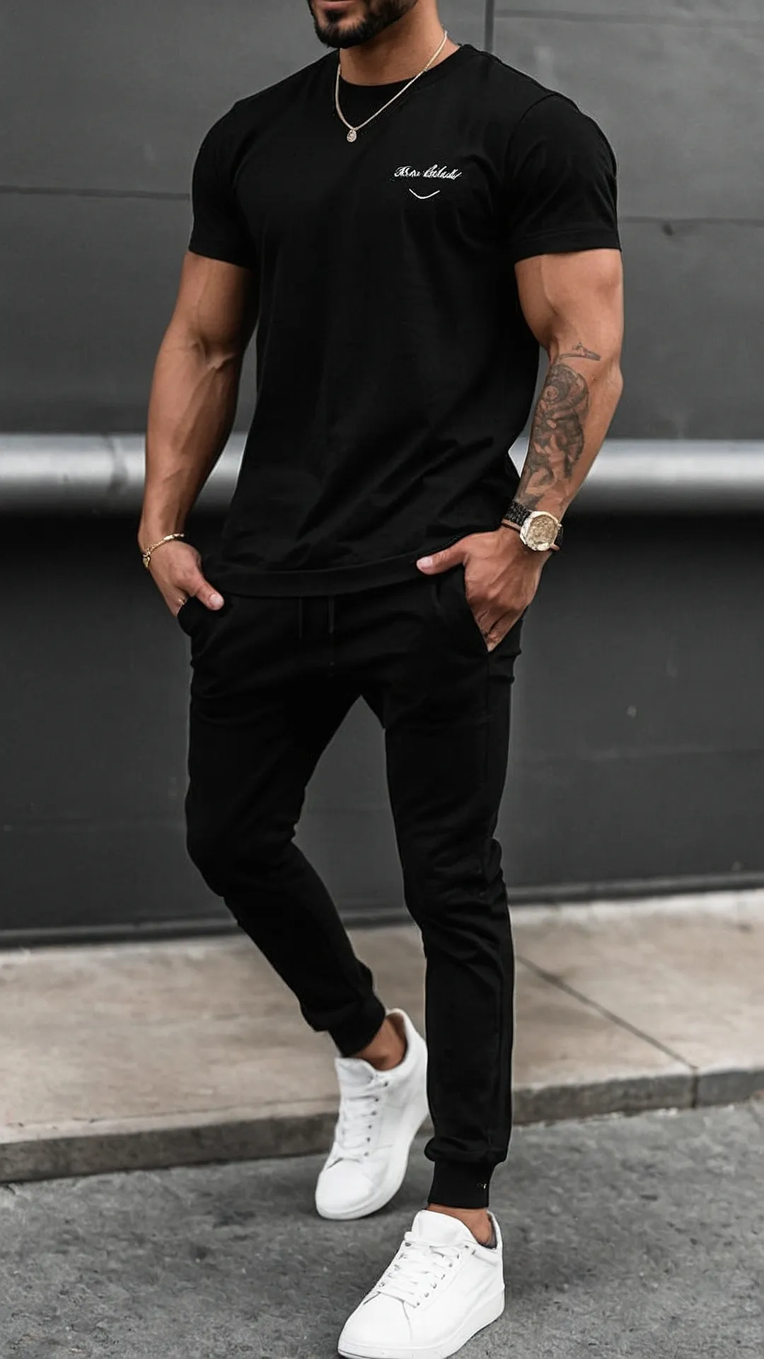 Black is the New Black:  Men's T-Shirt Outfit: