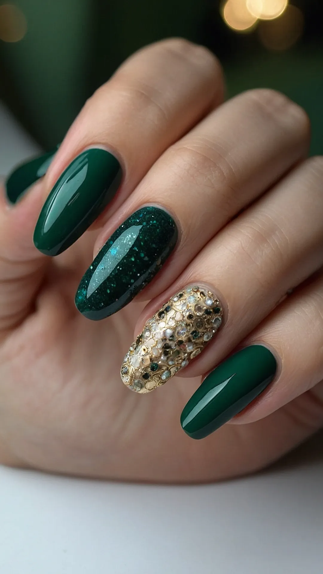 Elevate Your Nail Game with Dark Emerald Green: 17 Inspiring Ideas 34 Emerald Sparkle