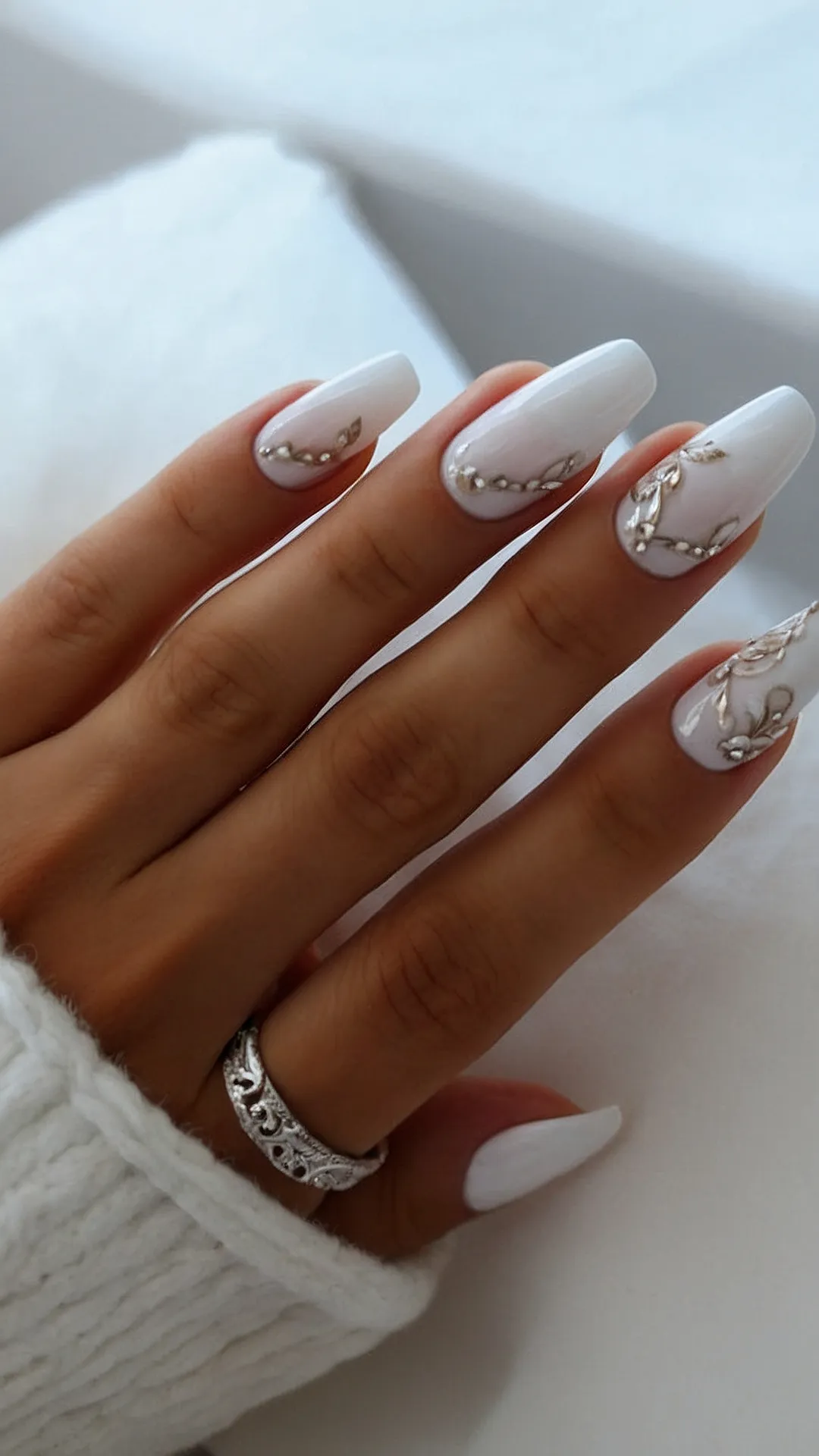 Unlock Your Nail Potential: 15 Stunning White Designs** ** 38 Gilded Moon: