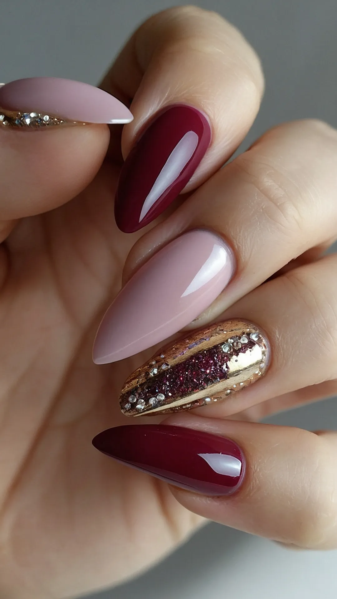 Burgundy Sparkle: Nail Perfection