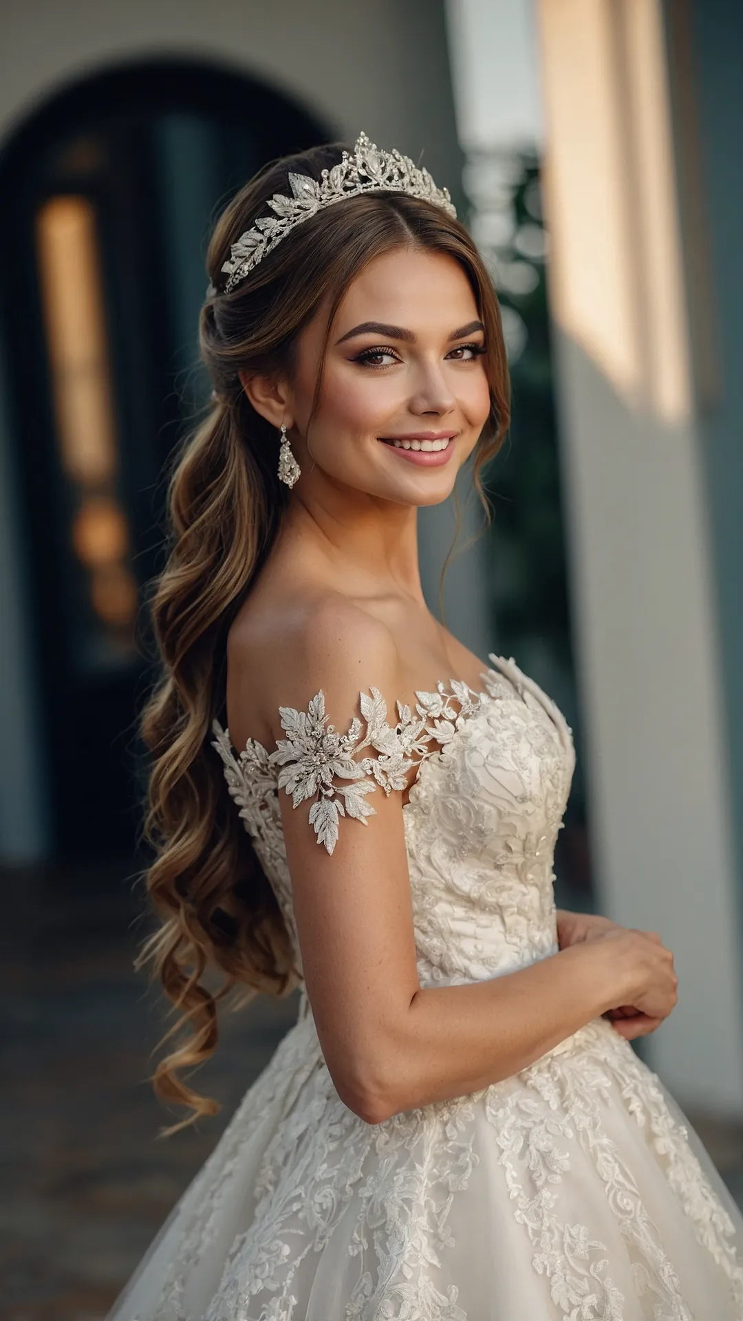Veil Tales: 18 Stunning Bride Hairstyles with Crown Ideas that You’ll Love!** ** 47 Crowned & Captivating