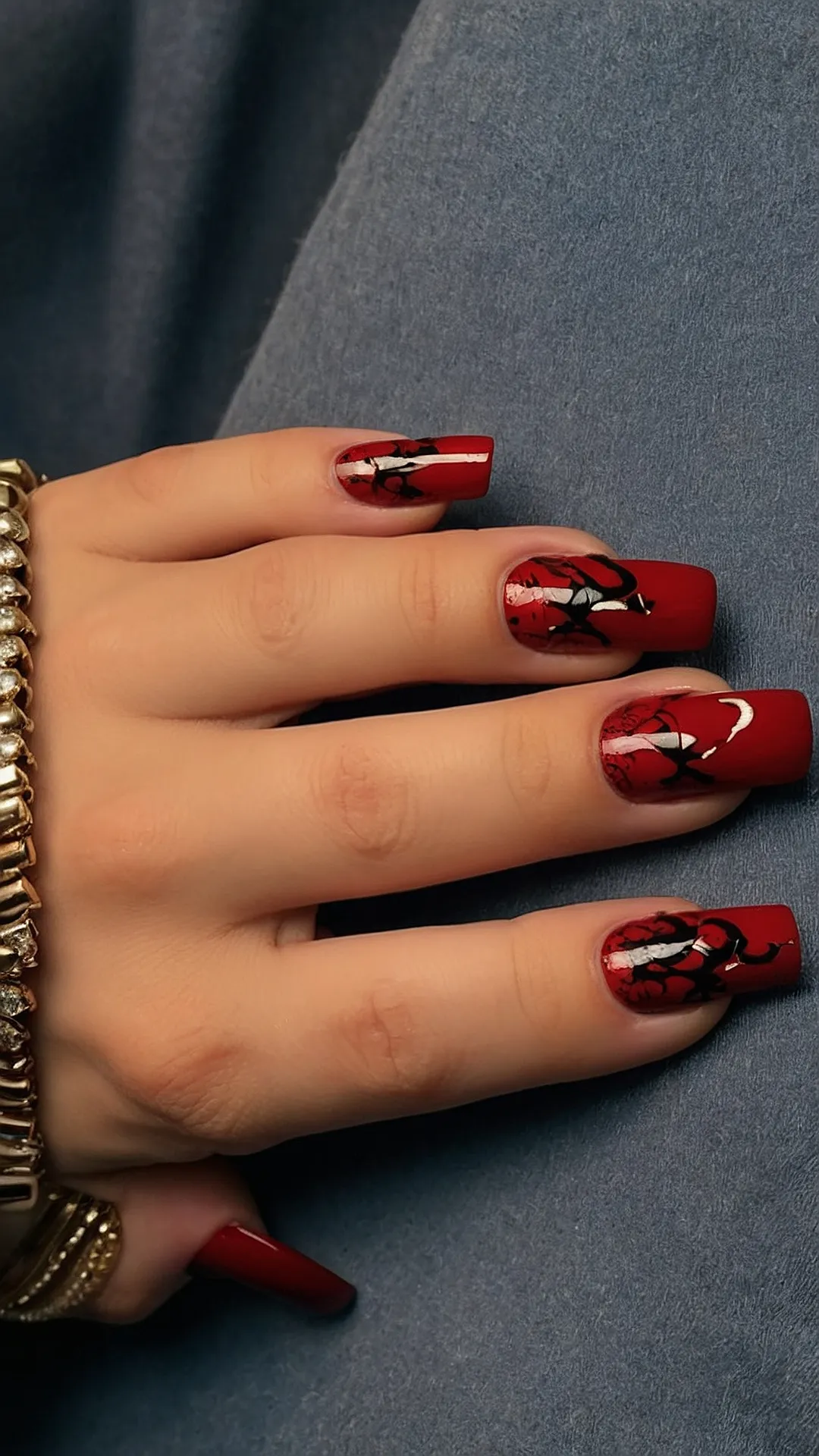 Dark Cherry Diva: 15 Nail Ideas to Celebrate Wine-Down Season 43 Jewelled Crimson