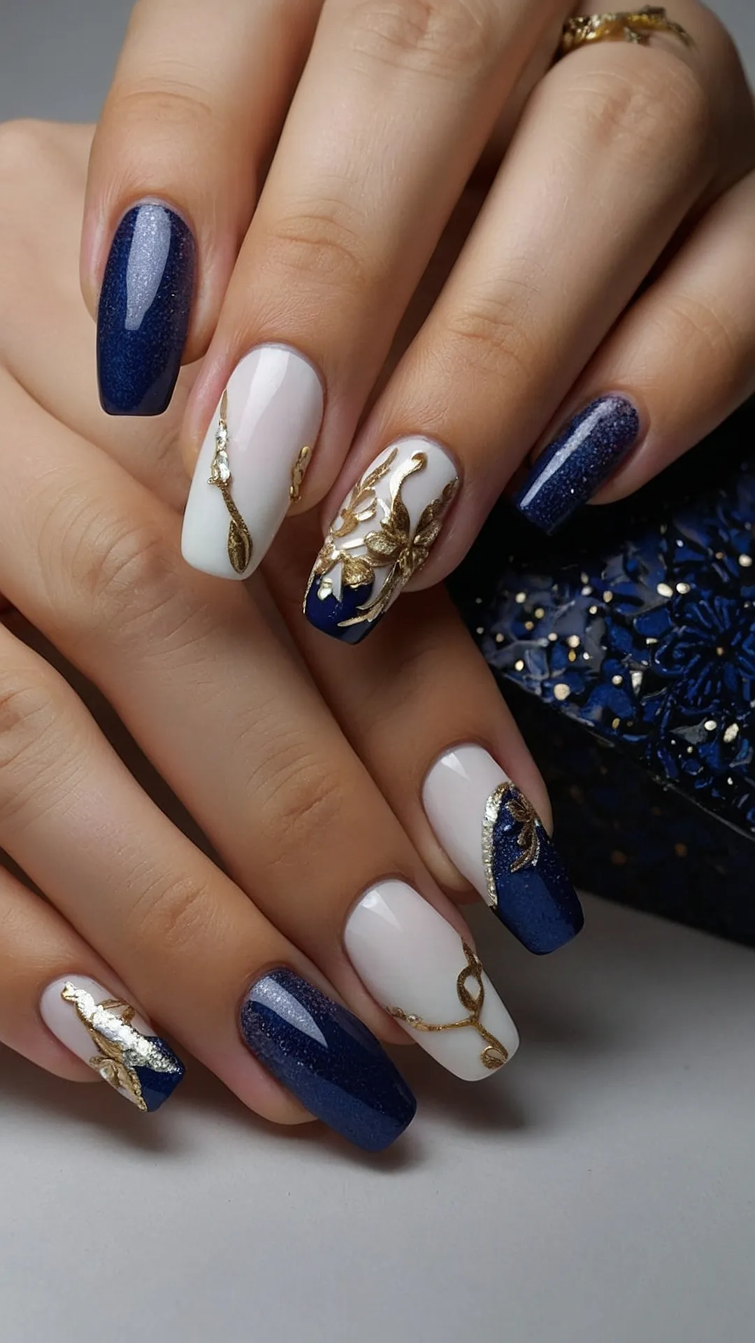 Golden Winter Nails