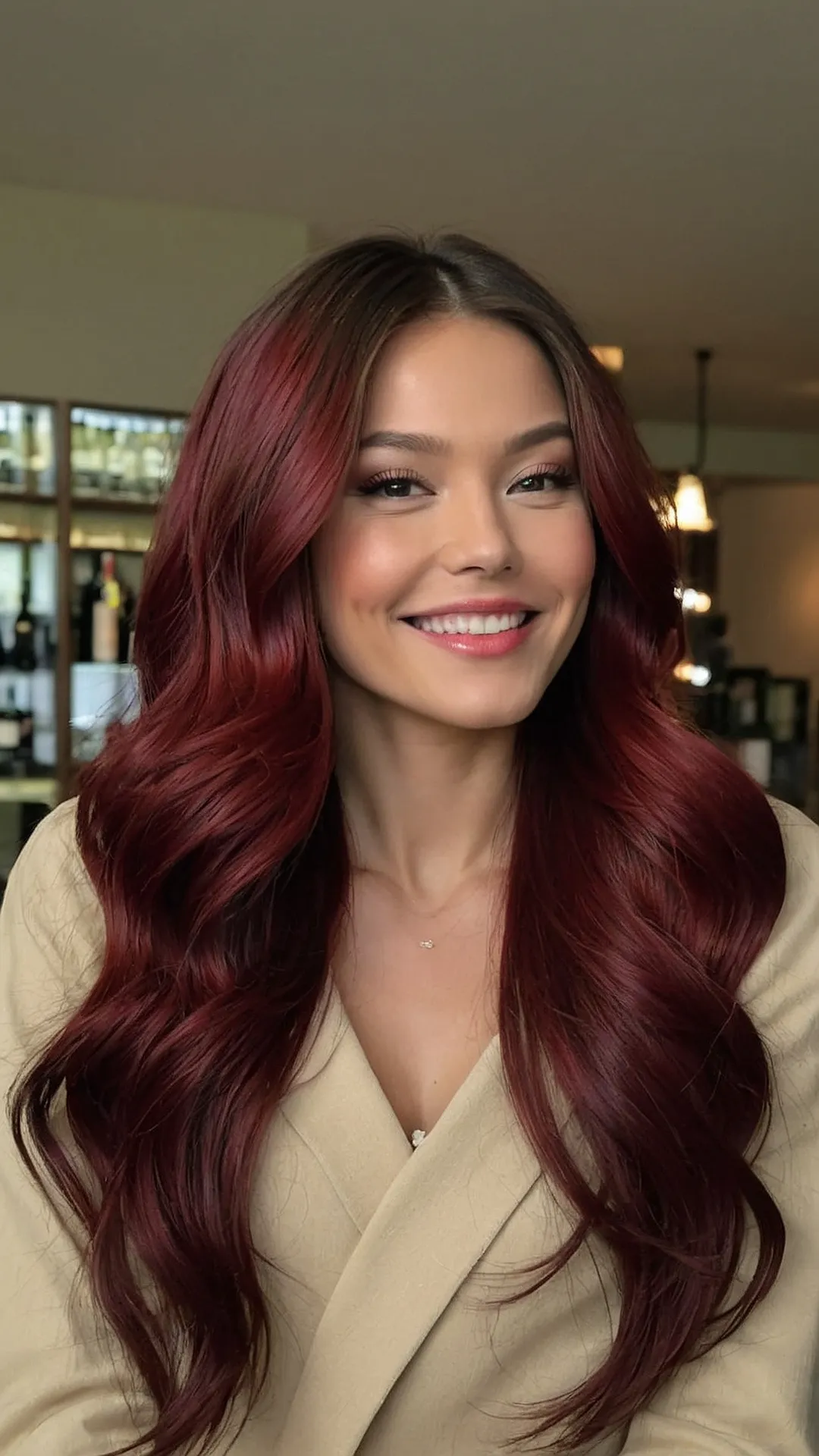 Layering It Right: Why Wine Red is the Ultimate Hair Color for Older Women** ** 38 Auburn Afterglow