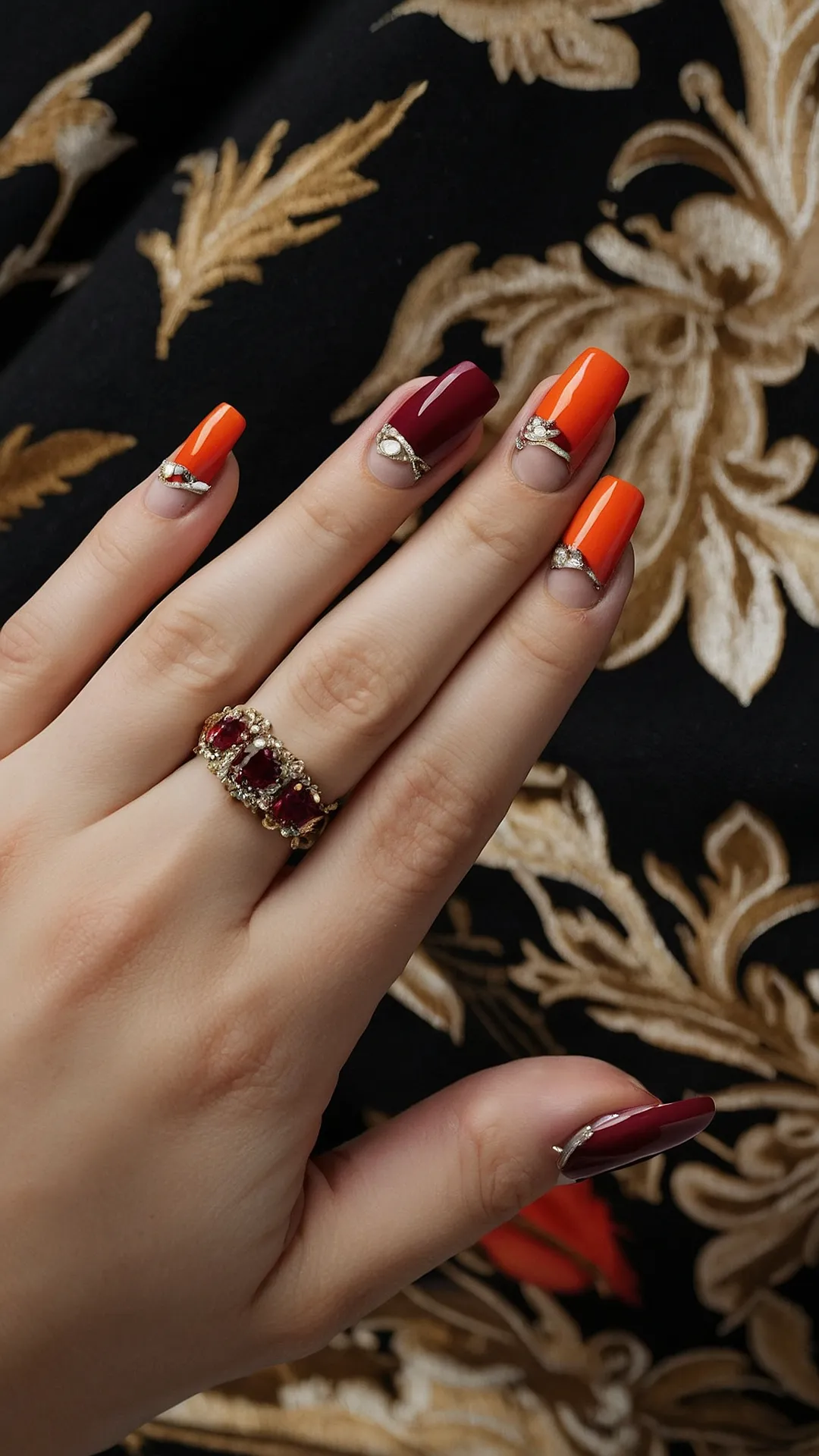 Winter Nails 2024: Red, Orange, and Ready to Sparkle!