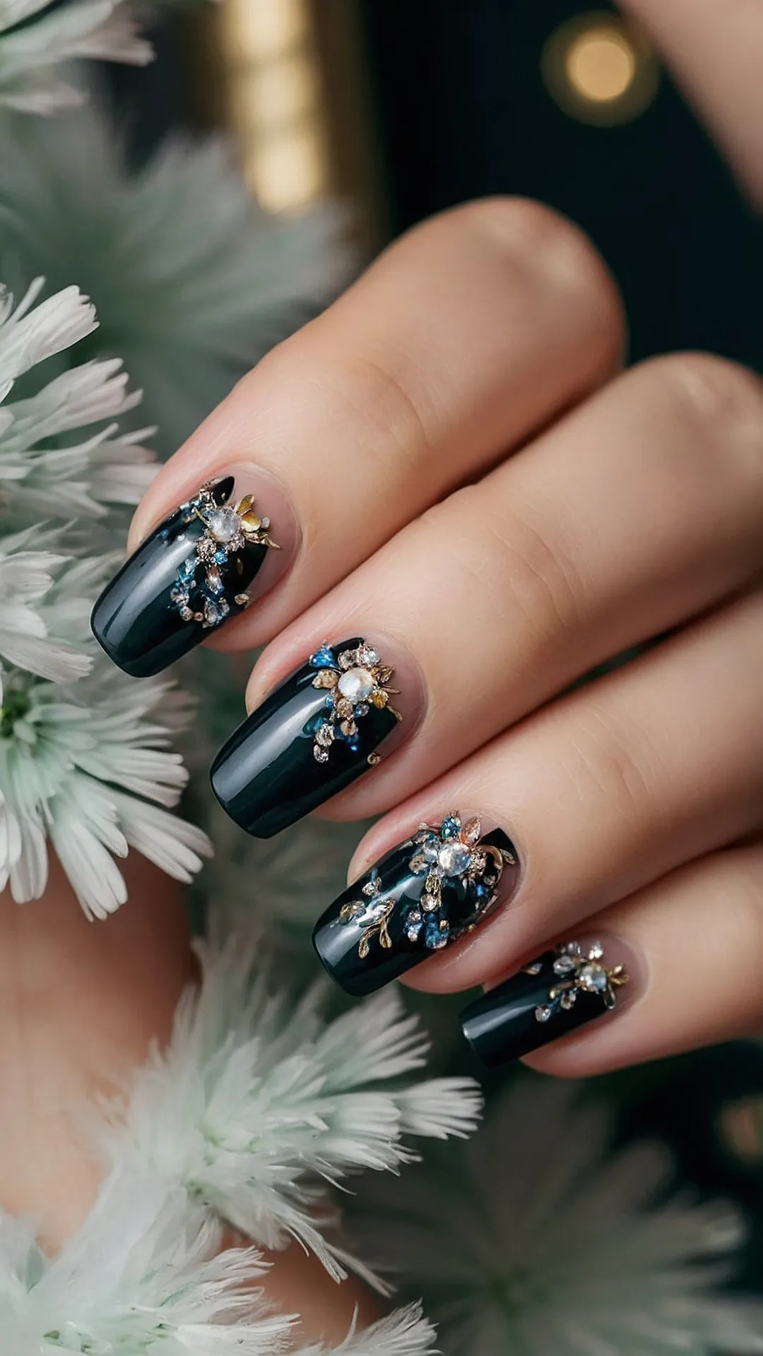 Sparkling Festivities: 15 Adorable Christmas Glitter Nail Ideas 41 Dark Magic Sparkle
