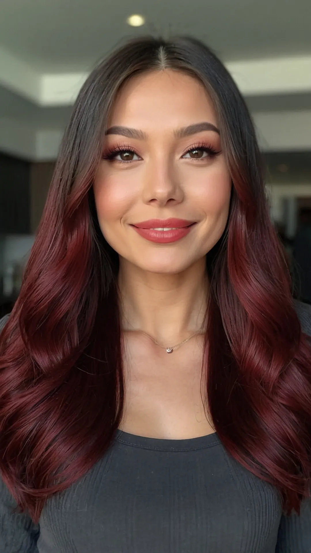 Layering It Right: Why Wine Red is the Ultimate Hair Color for Older Women** ** 35 Velvet Waves