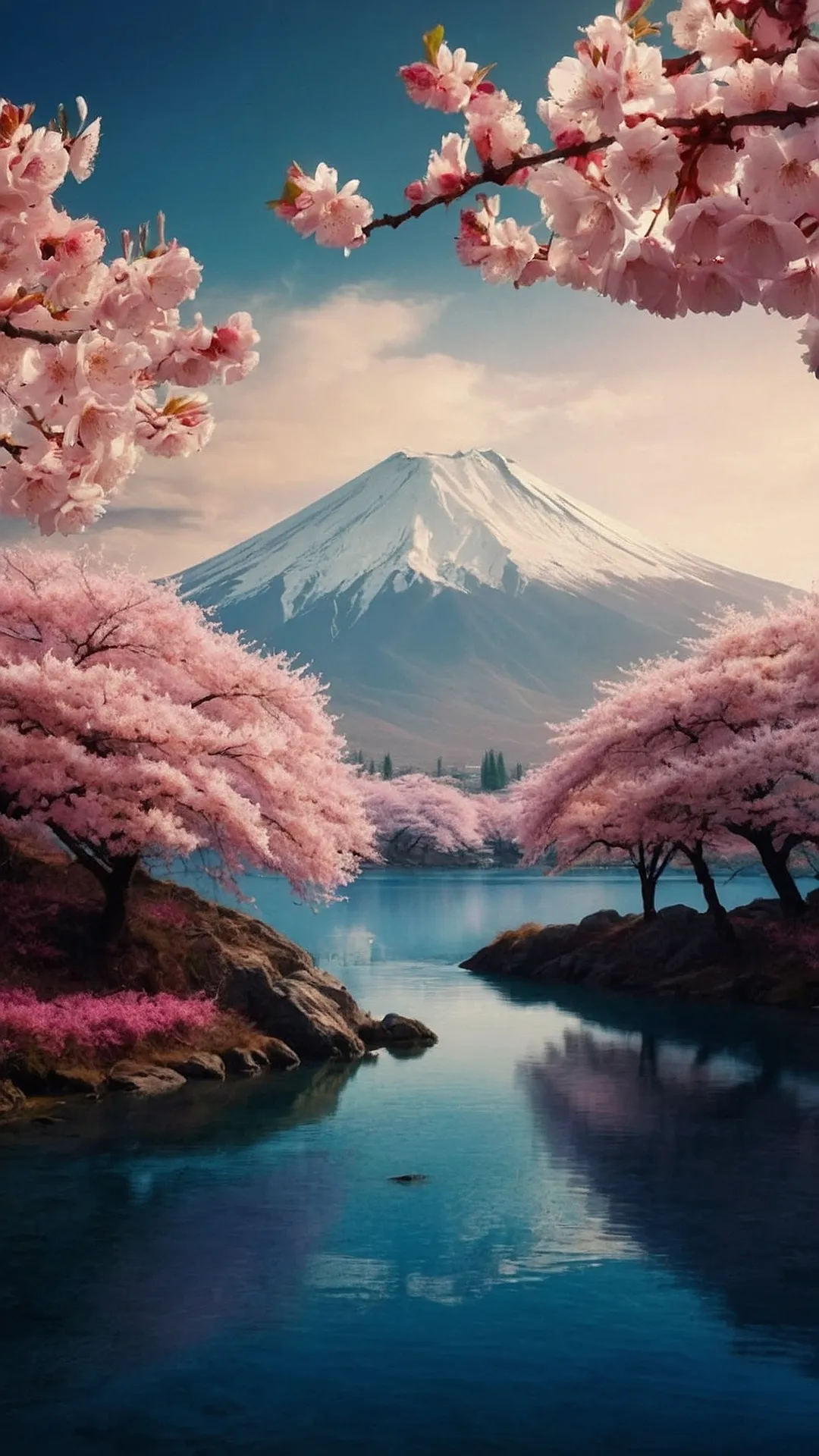 Chasing Cherry Blossoms: 15 Delightful Sakura Wallpapers for Your Devices 40 Mount Fuji's Pink Hues