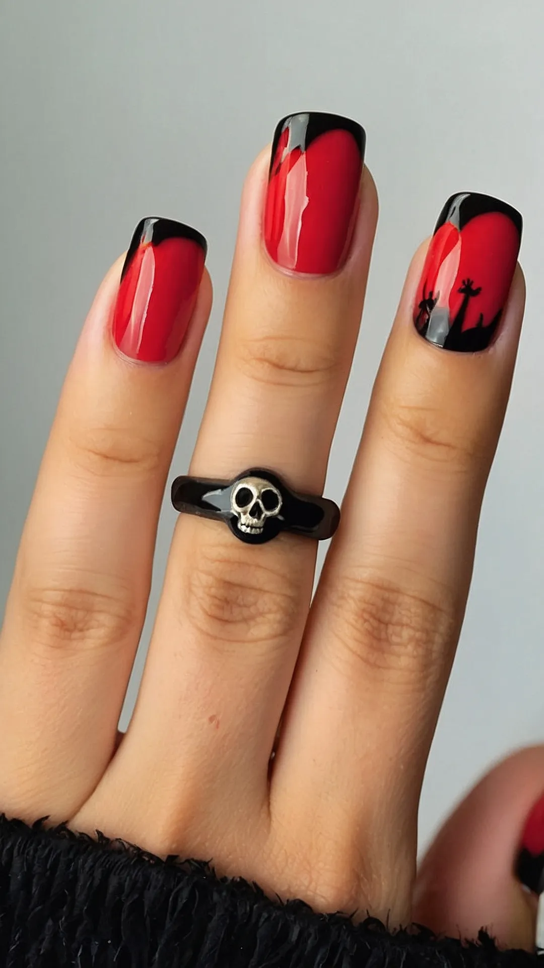 Easy and Trendy Halloween Nails for Every Style 33 Red & Black Reign: