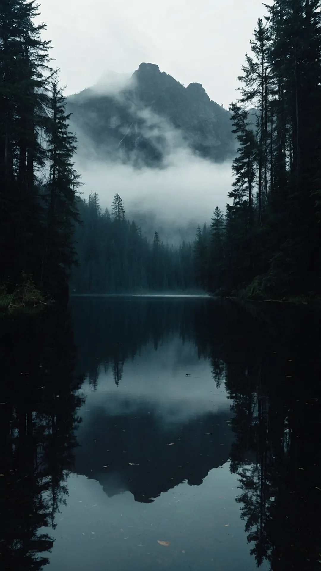 Dive into Calm: 15 Dark Aesthetic Wallpapers for the Ultimate Relaxation 14 Mirror Mountain Haze