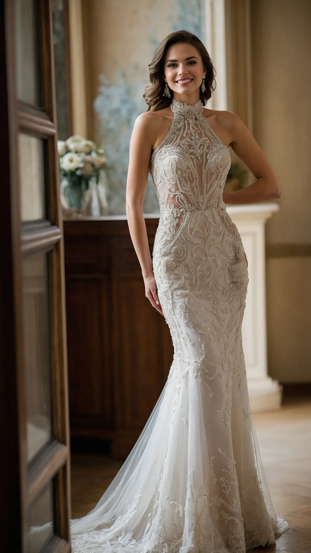 Pearl, Crystal, and Lace: 15 Beaded Wedding Dress Concepts to Wow Your Guests 45 Beaded Reign