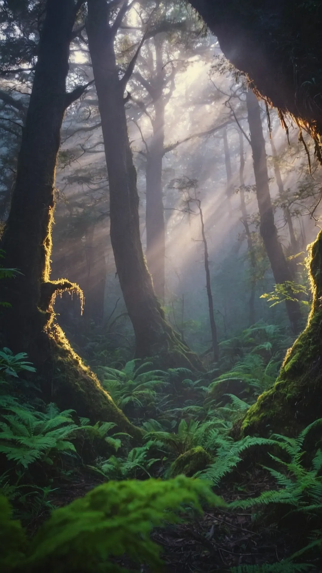 Enchanted Realms: 15 Mystical Forest Wallpaper Ideas 35 Sunbeams Through the Mist