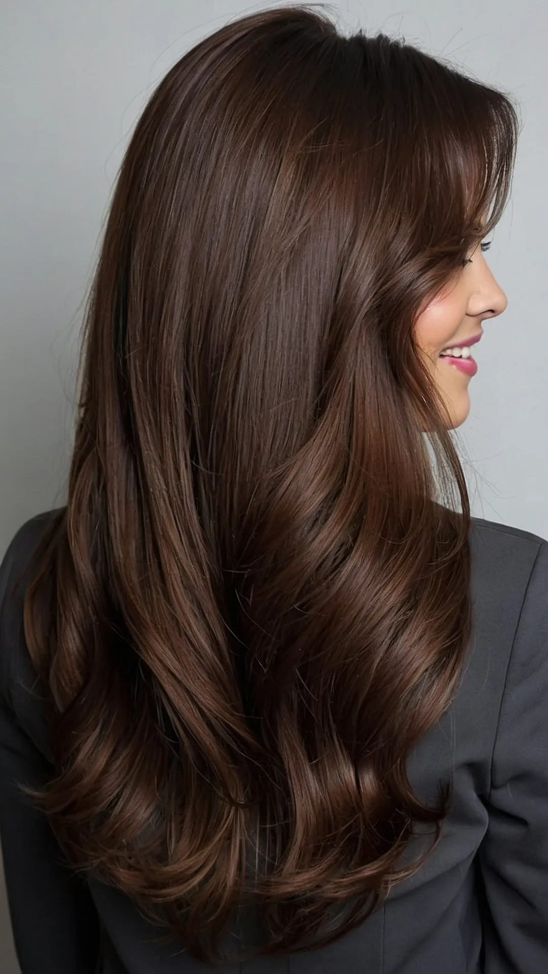 Embrace Your Dark Side: 15 Glamorous Dark Chocolate Brown Hair Ideas 34 Silky Cocoa Waves