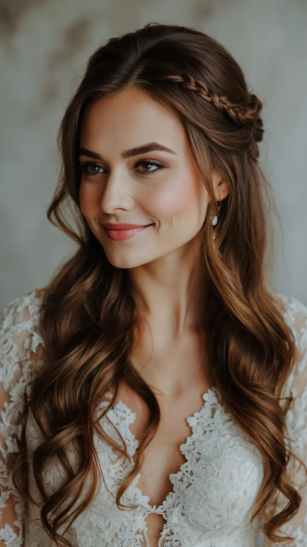 <p>Okay, let's be real, who *doesn't* dream of hair this fabulous for a big day? This fall wedding look is basically what happens when sunshine meets autumn leaves and decides to throw a party on your head. Those gorgeous, flowing waves aren't just for looking pretty; they're probably holding enough secrets from the curling iron to write a whole novel! Seriously though, this style totally nails that 'effortlessly beautiful' vibe, even if we all know 'effortless' usually takes a *lot* of effort and hairspray. It's the perfect way to look stunning without seeming like you tried too hard (even if you totally did!).</p><p>And can we talk about that flower power? Those bright, cheerful blooms tucked into her hair are basically saying, 'Yeah, it's fall, but we're bringing the sunny vibes!' It’s such a clever way to add a pop of color and really scream 'autumn wedding' without having to dress up like a pumpkin (unless you want to, no judgment!). Plus, that smile? It’s probably because she knows her hair is totally rocking it, making her look like she just stepped out of a fairy tale, or at least, a really good hair commercial that makes you want to buy all the things.</p>