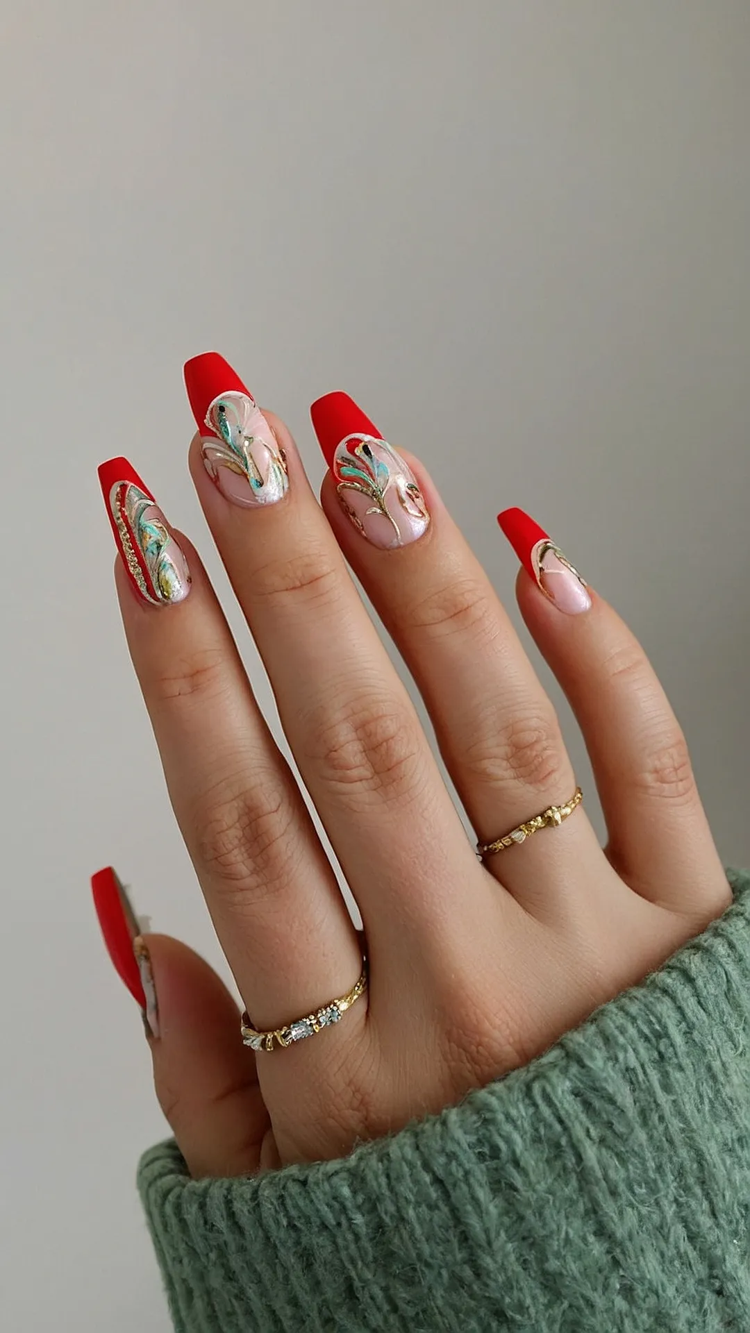 Floral Xmas Nails