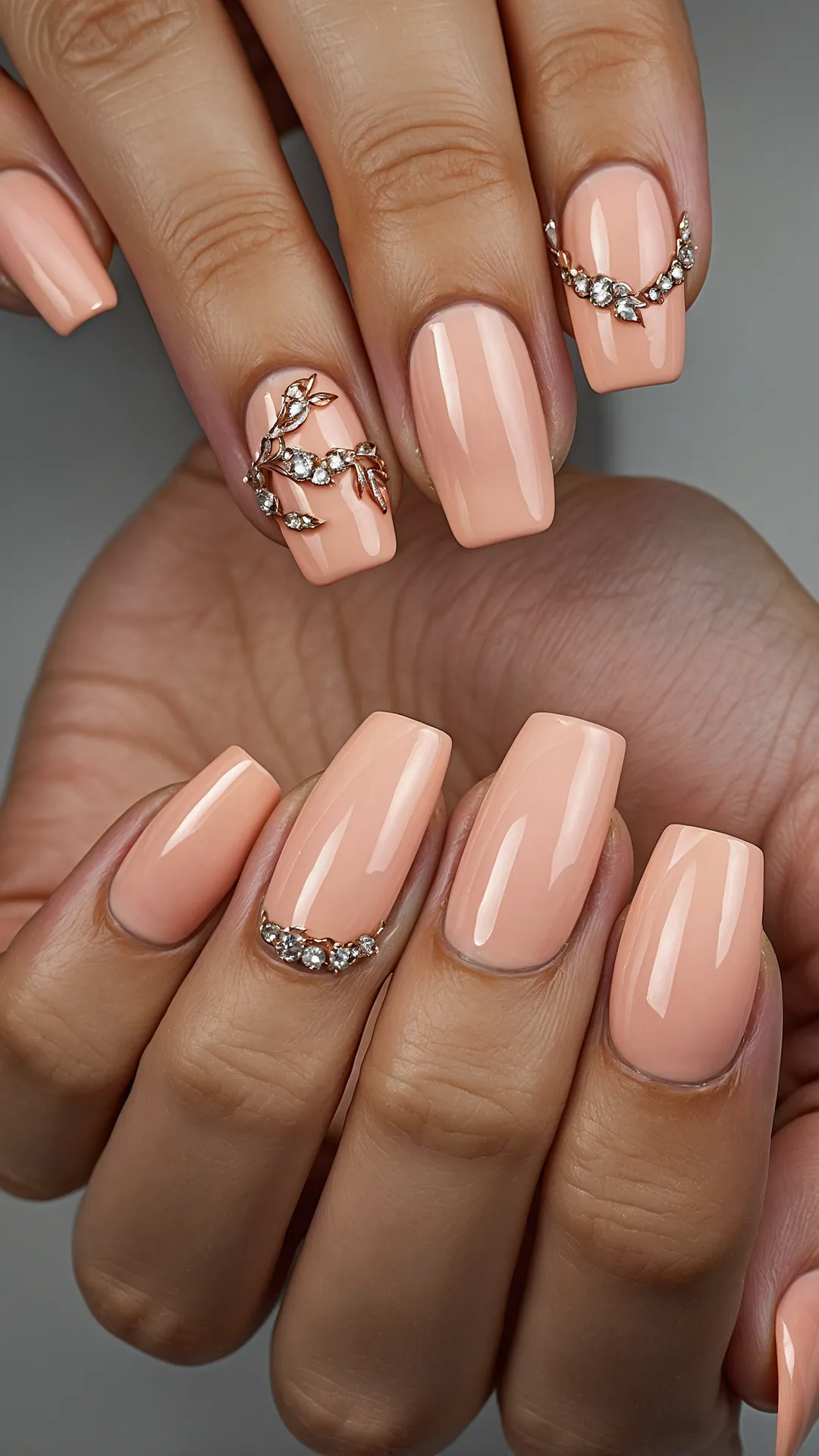 Golden Peach Nails