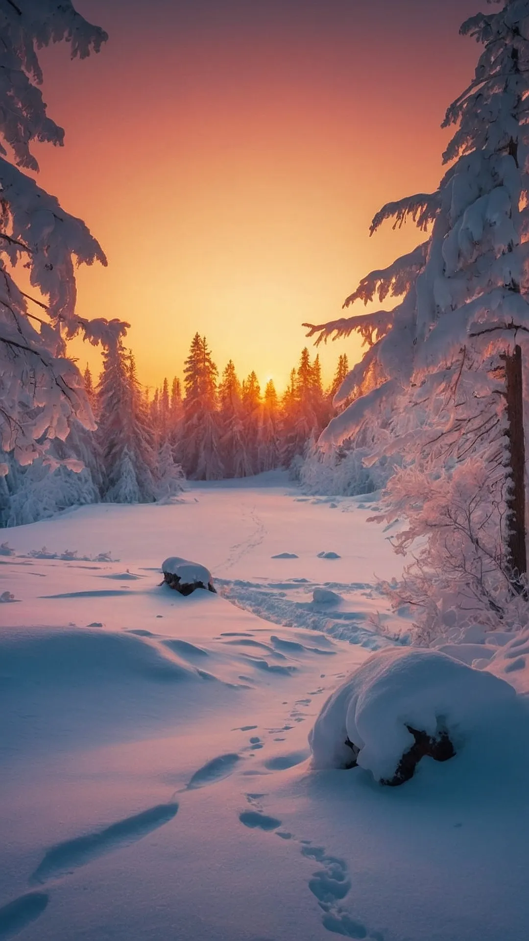 Sunset Snowscape:
