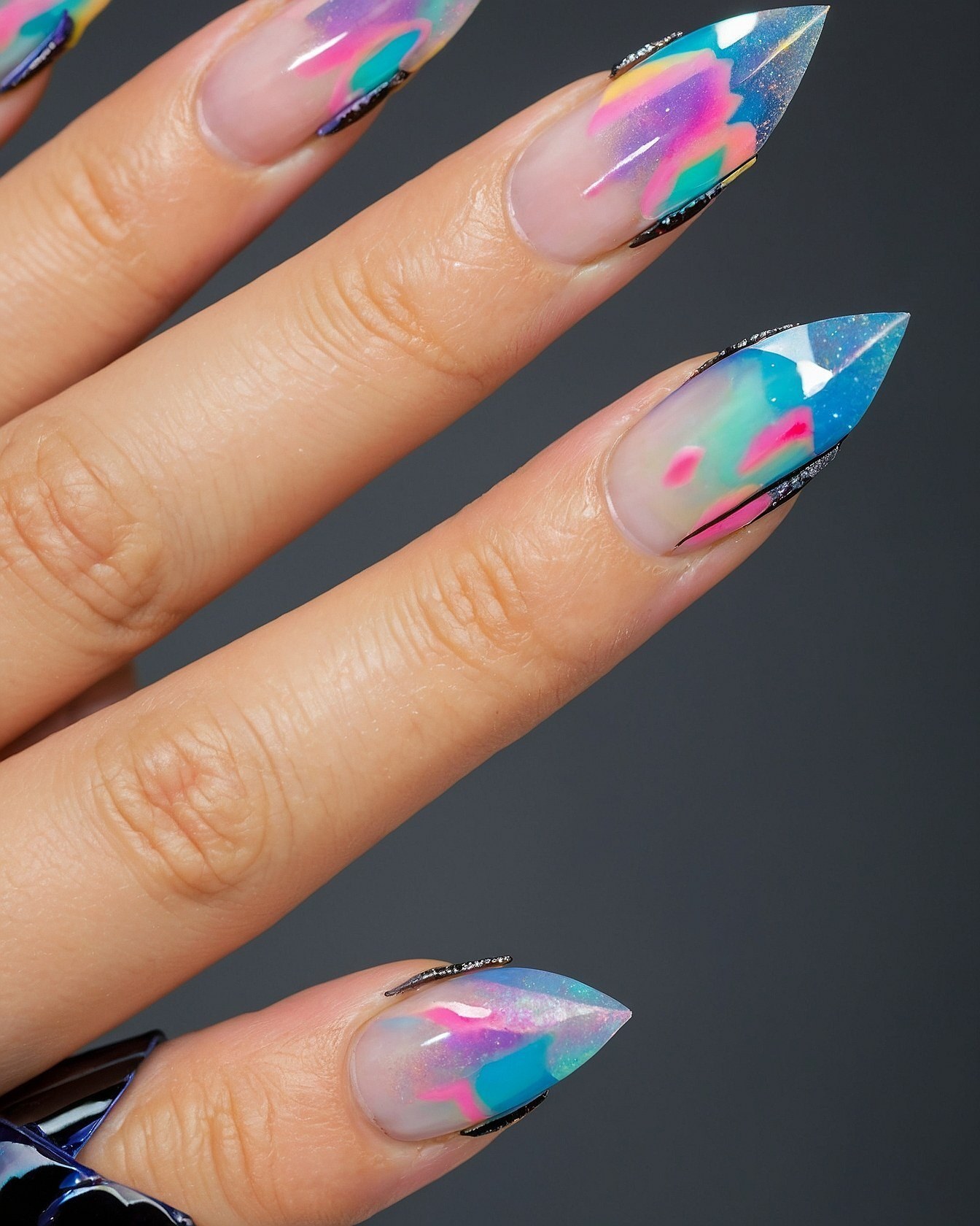 Close-up of Orchid Petals with Blue Tips