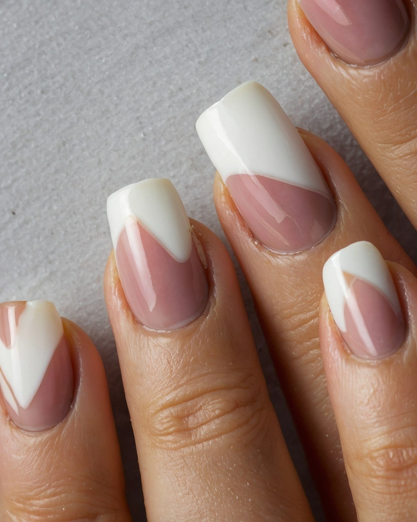 Geometric French Tip Nail Art Close-Up