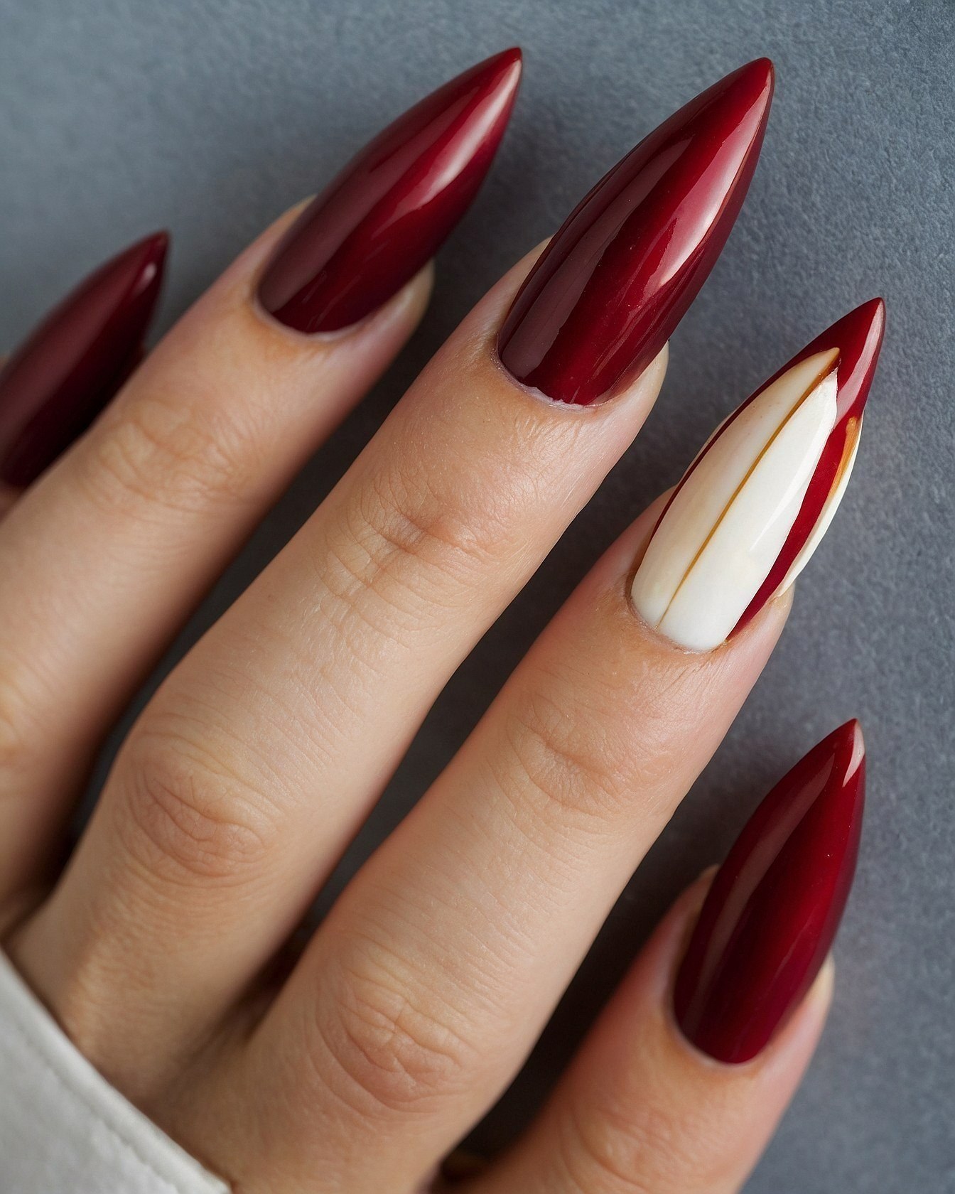 Deep Red and Cream Accent with Polished Finish