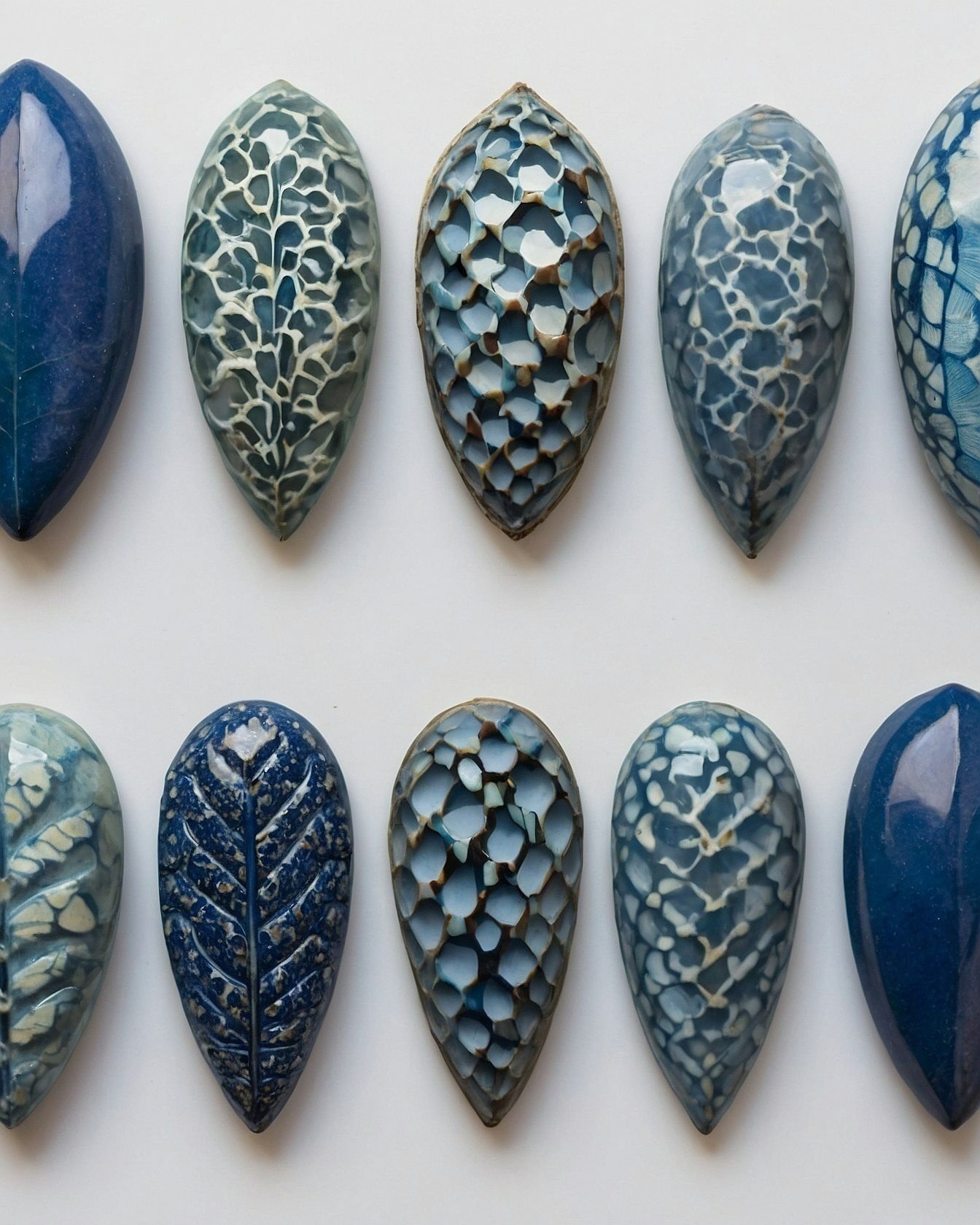Textured vs. Glossy Indigo Leaf Shapes