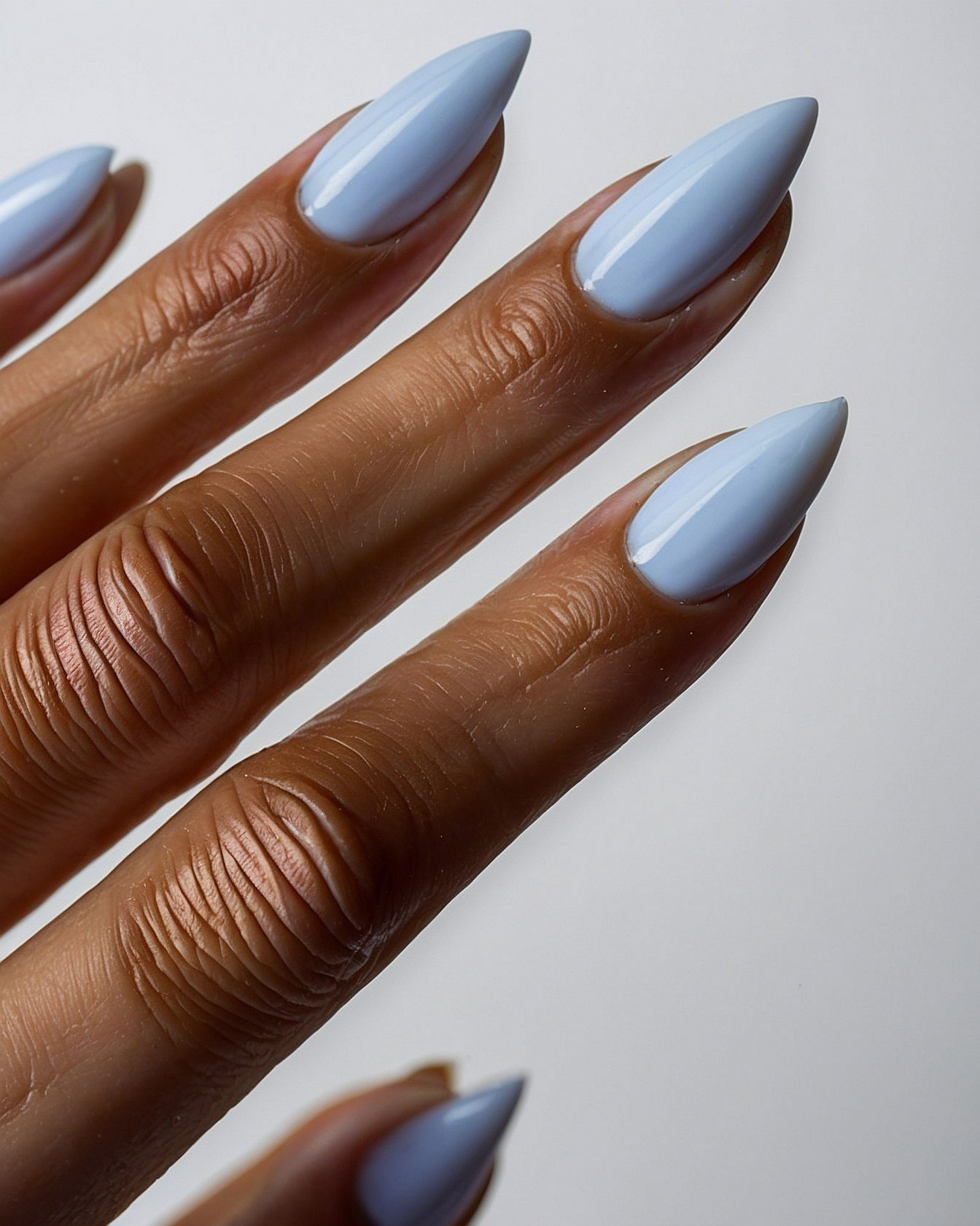 Stark Almond Shape Meets Soft Periwinkle Polish