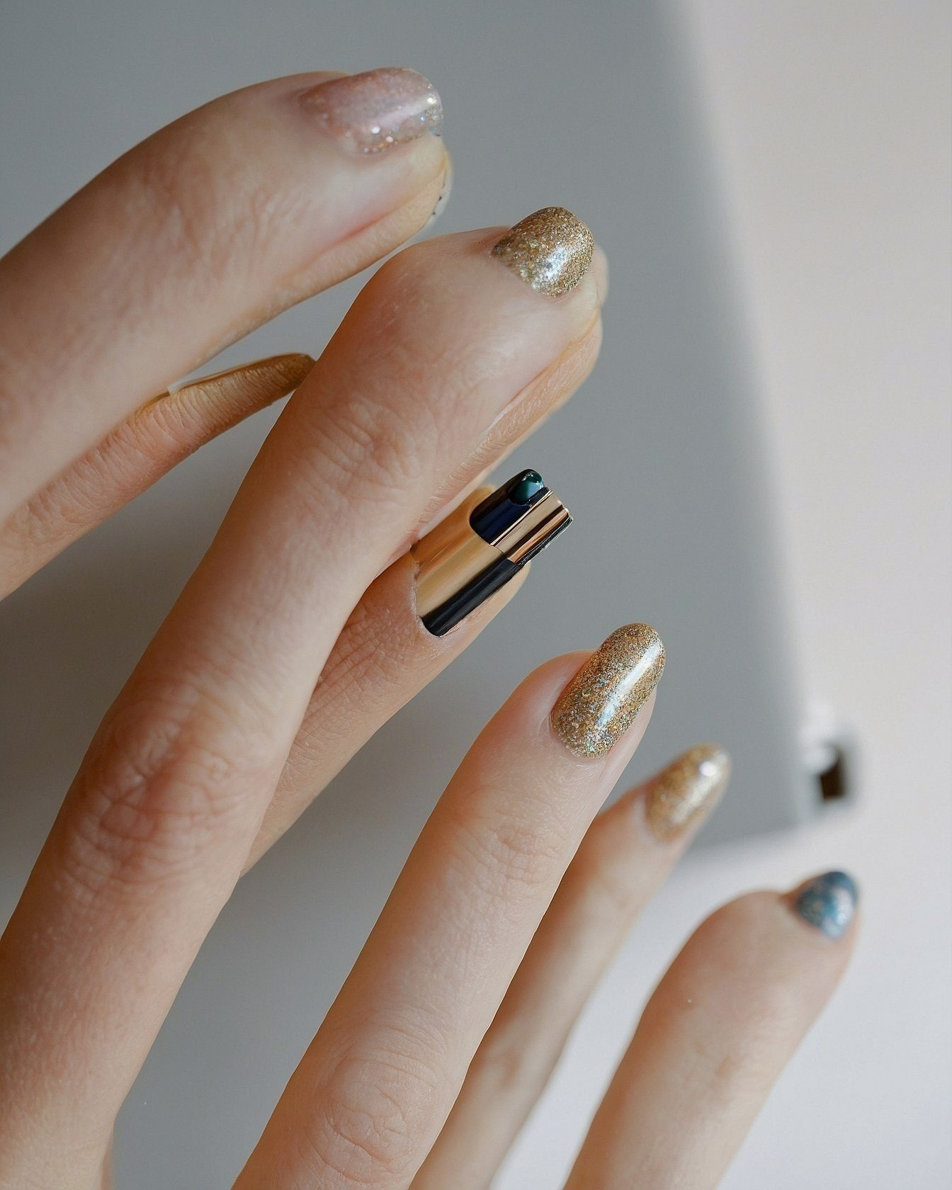 Metallic Gold Accents Amidst Soft Shimmer