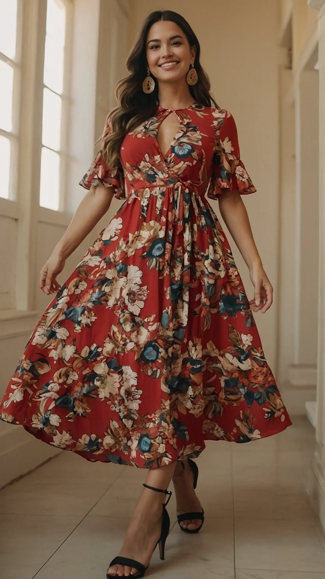 Red Hot Floral Maxi Dress!