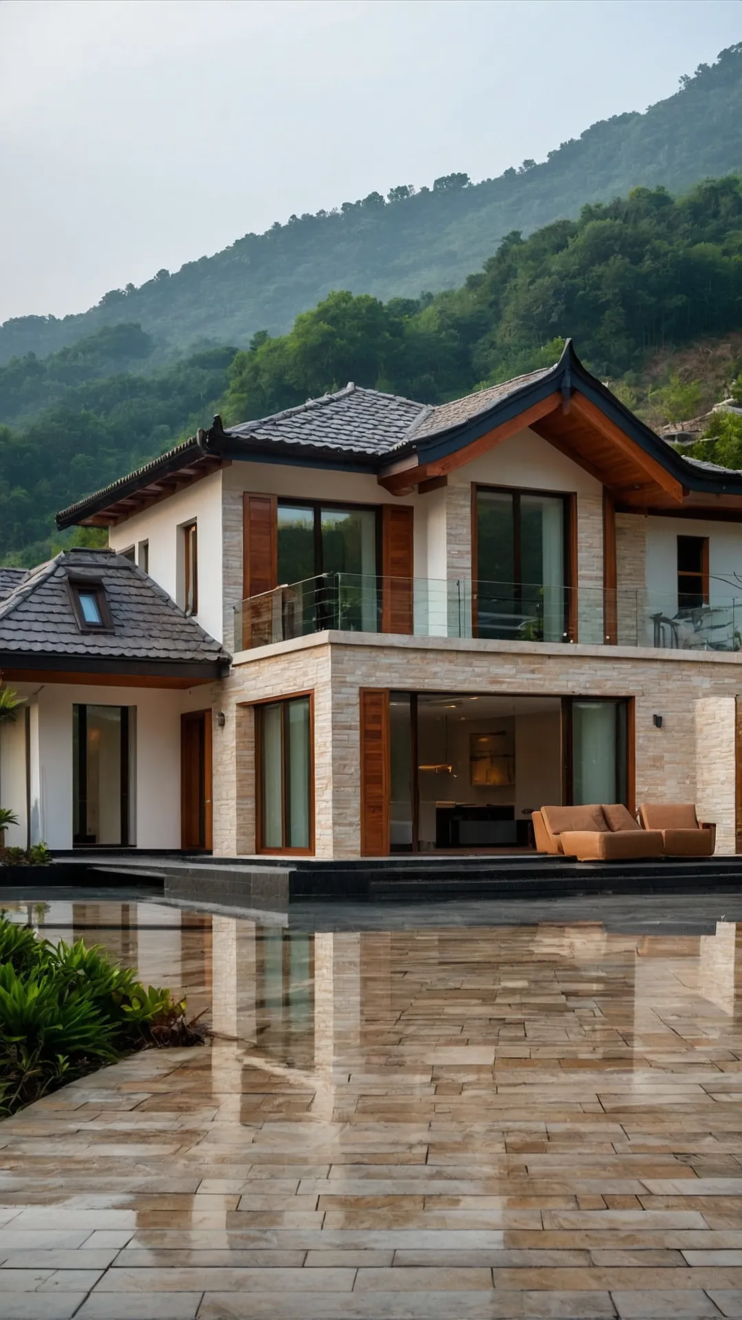 <p>This massive house seriously looks like it swallowed a regular house and is now living its best, super-modern life. With a modern villa design this swanky, you could play hide-and-seek for approximately three business days and still not find everyone. The sheer size makes you wonder if they get pizza delivered by drone just to save walking time. It's definitely the kind of place where your biggest problem is deciding which cool balcony to wave from.</p><p>Check out those giant arched windows! They're so big, you could probably wave at airplanes passing by. And that main entrance looks like it leads straight into another dimension, or at least a really comfy living room you'd never want to leave. This modern villa design totally says,