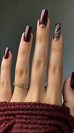 Sparkling Burgundy: Nail Art