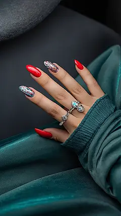 Fall Nail Colors: Red Hot with a Touch of Sparkle!