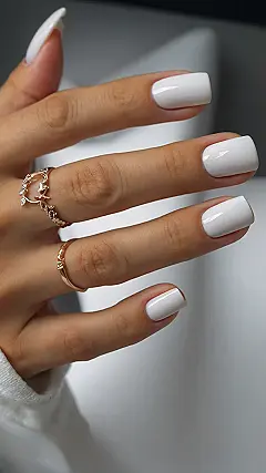 White Nails with a Touch of Gold