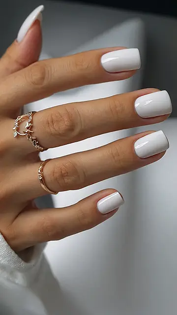 White Nails with a Touch of Gold