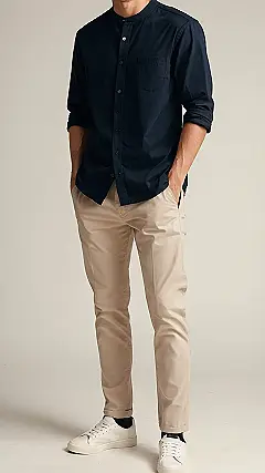 The “No Collar, No Problem” T-Shirt Look: