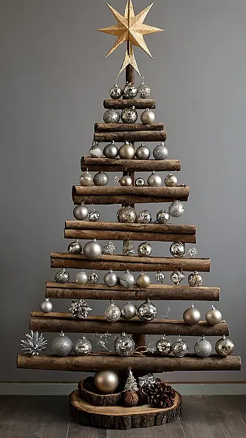 Rustic Log Christmas Tree